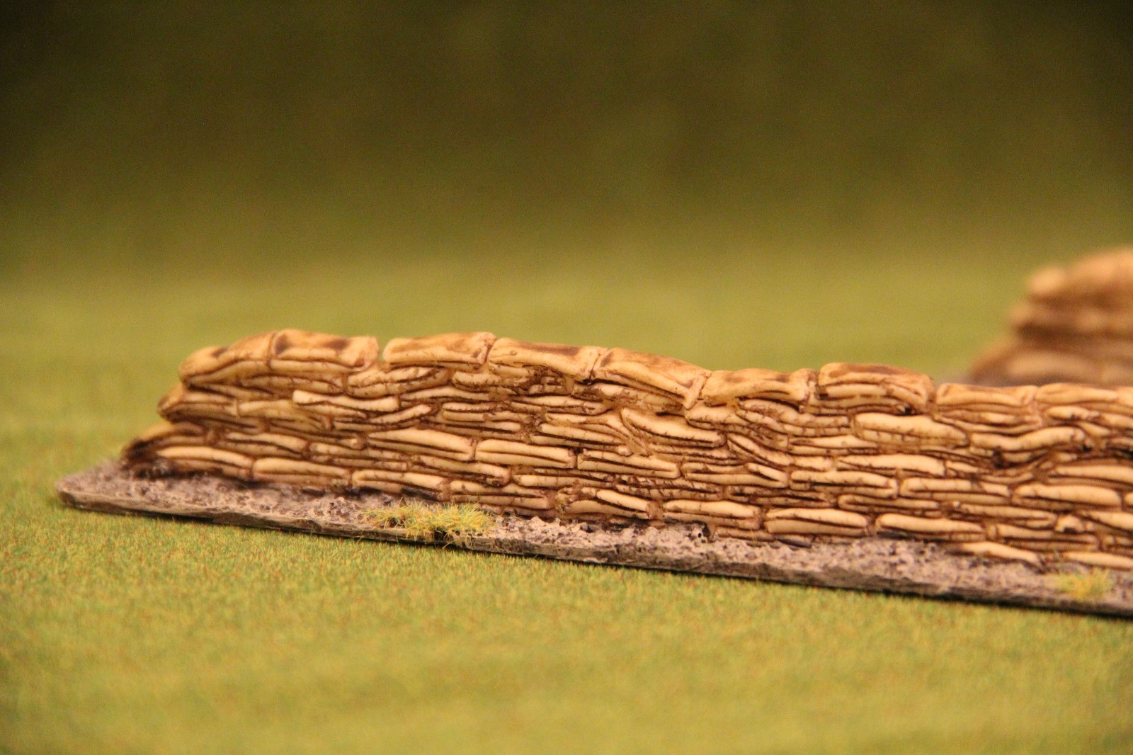 War games scenery modular sand bag walls x2, resin cast warhammer style.