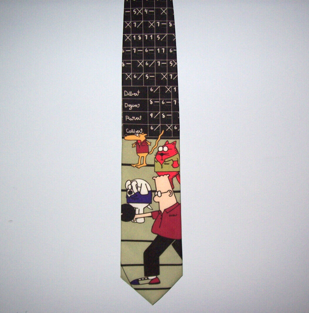 Ralph Marlin DILBERT BOWLING TOURNAMENT Polyester 55" Neck Tie made in USA #435