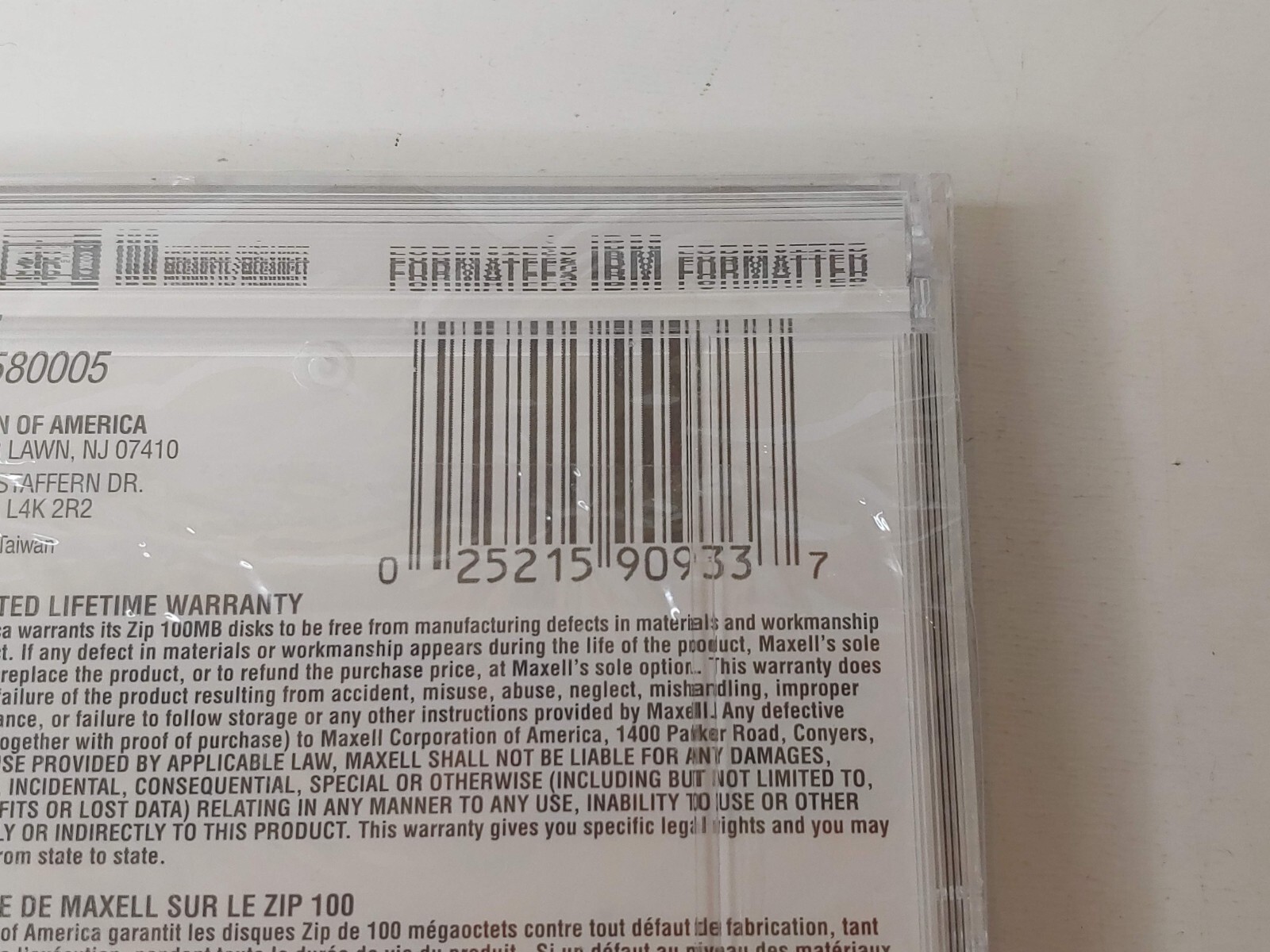 Maxell 100 MB IBM Formatted ZIP 100 Disk New in Package