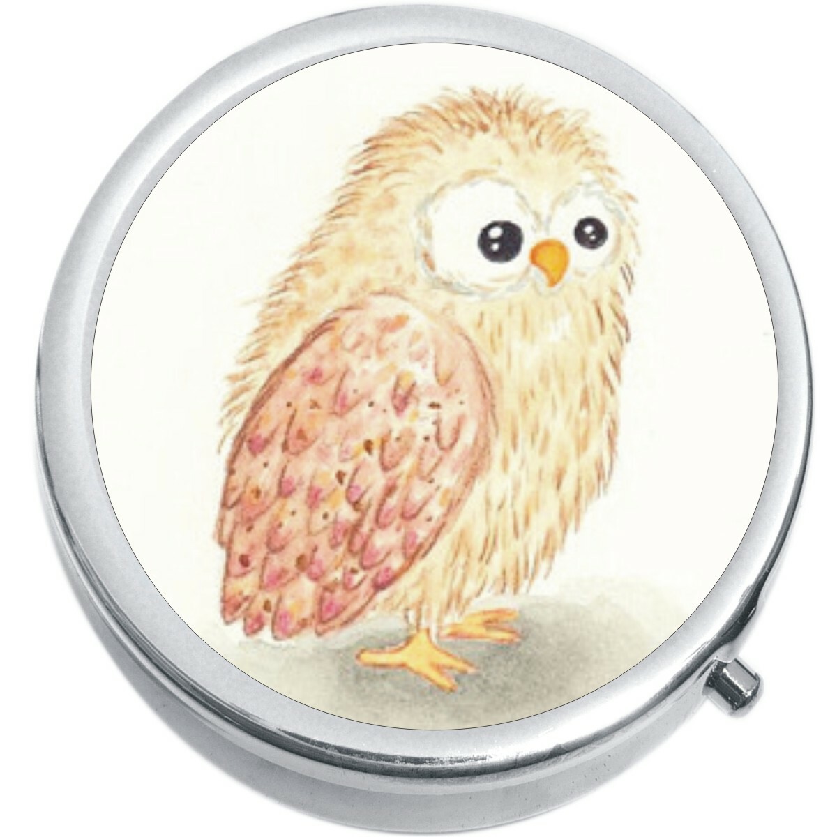 Watercolor Owl Medicine Vitamin Compact Pill Box