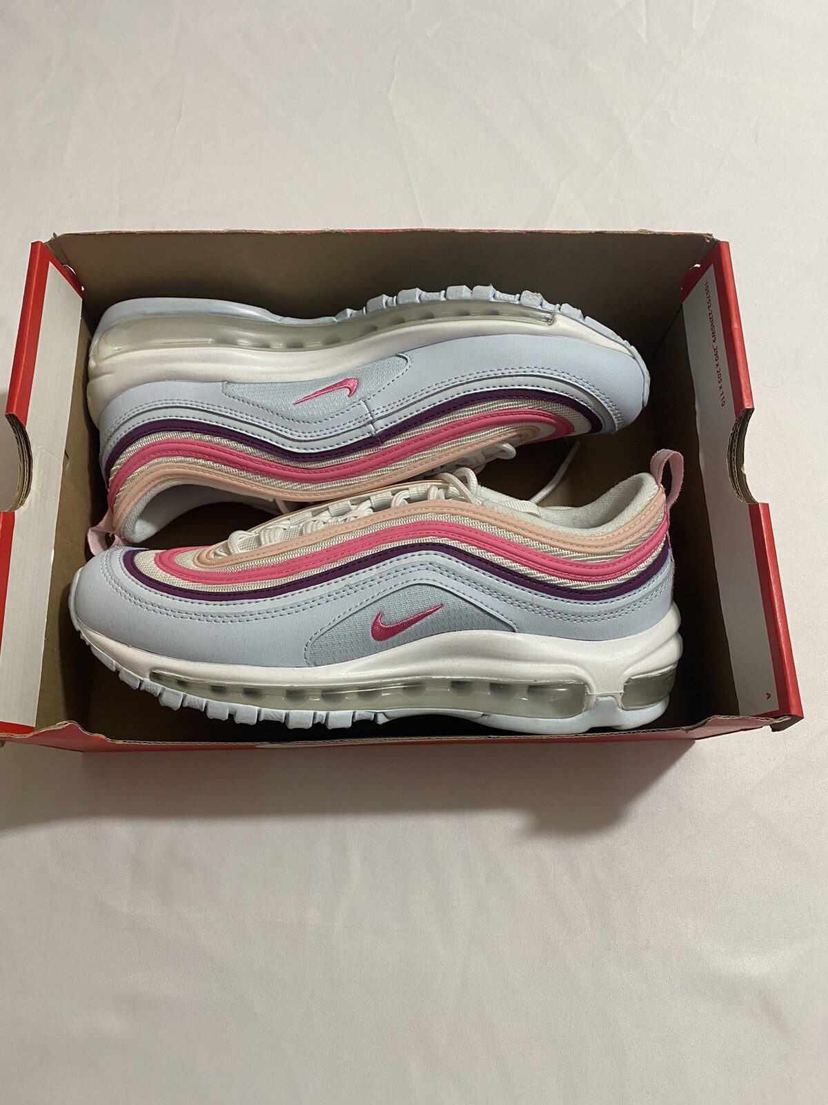 New Youth Size 6Y White Pink Nike Air Max 97 (GS) Running Shoes 921522 119