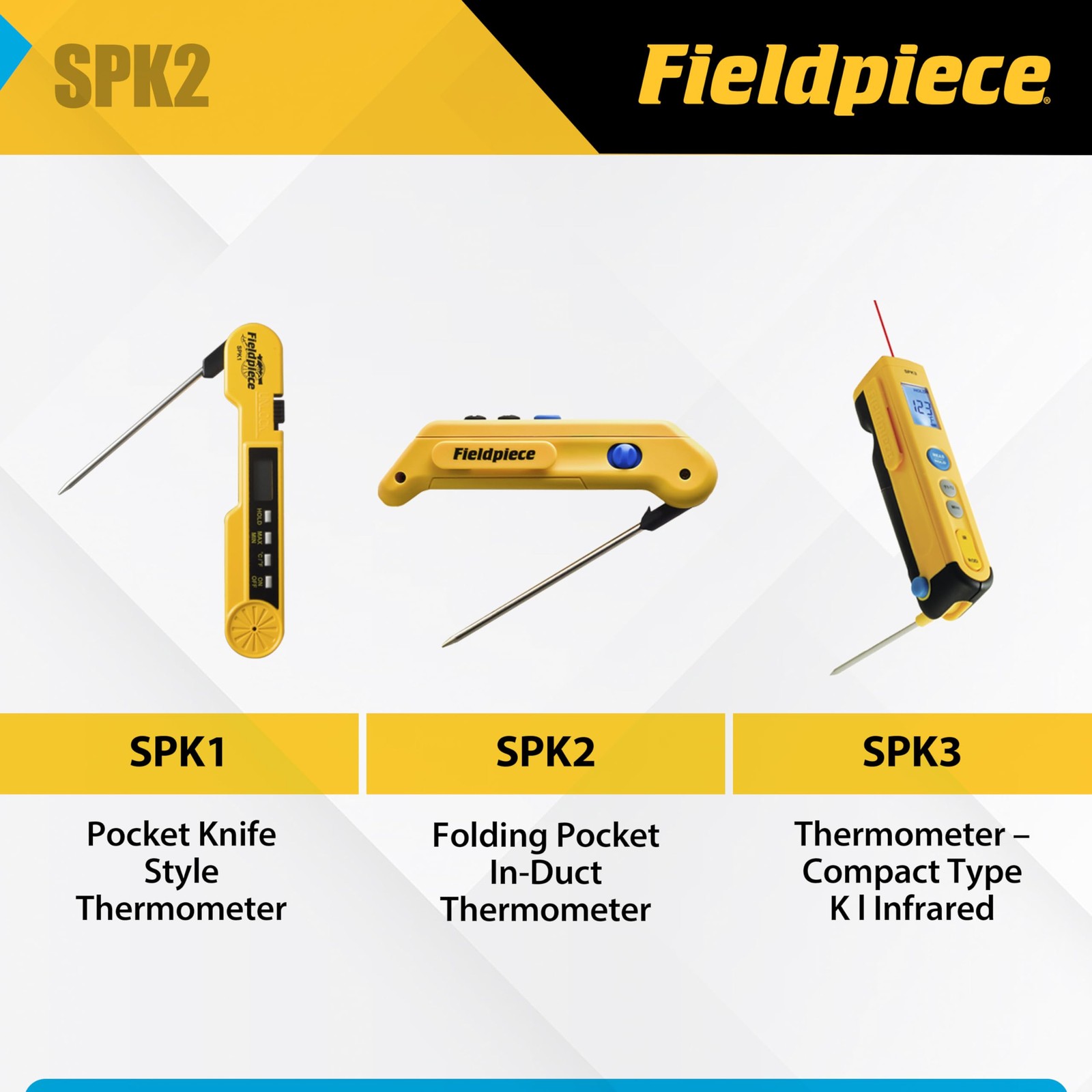 Fieldpiece SPK2 Pocket Thermometer – Folding Probe Digital Temperature Meter ...