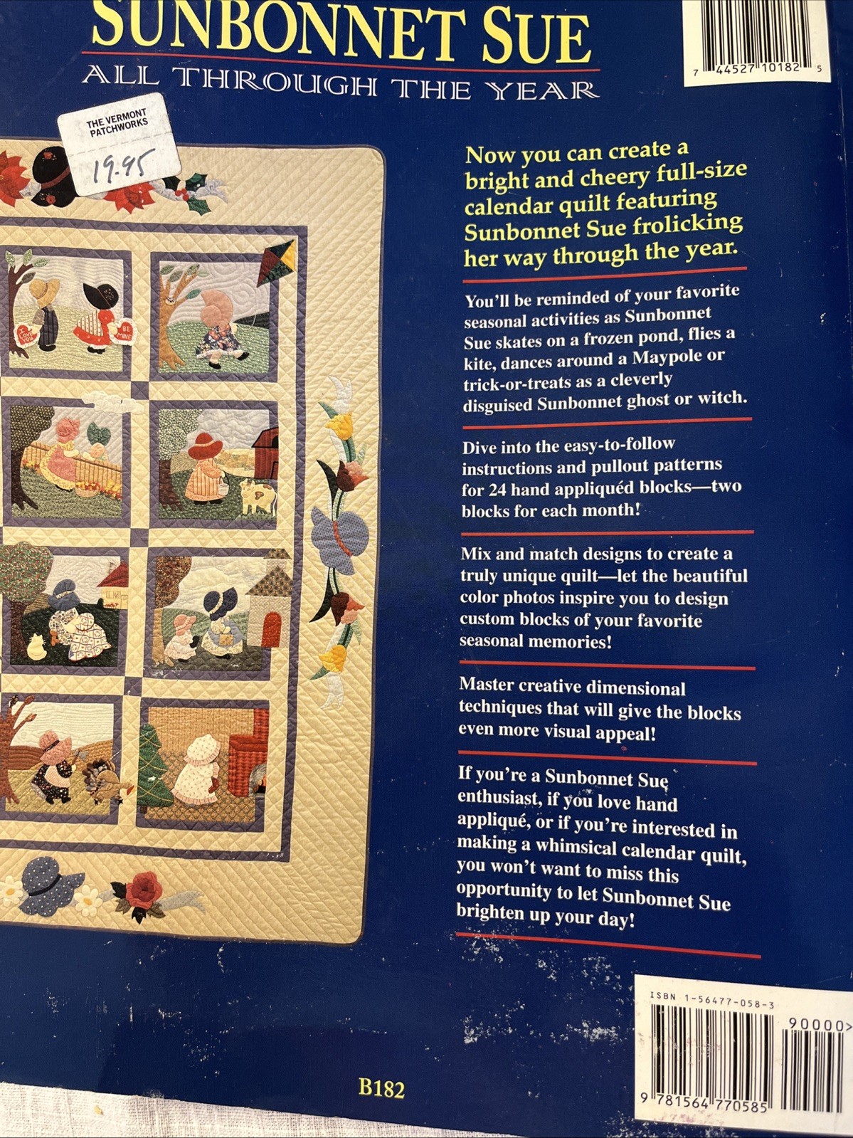 SUNBONNET SUE - ALL THROUGH THE YEAR 68pg booklet pattern insert Sue Linker 1994
