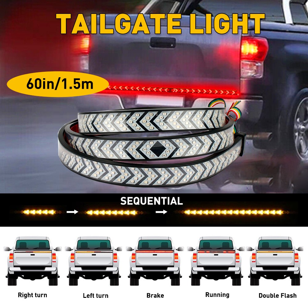 60" 540LED Truck Strip Tailgate Dynamic Turn Signal Brake Tail Reverse Light Bar