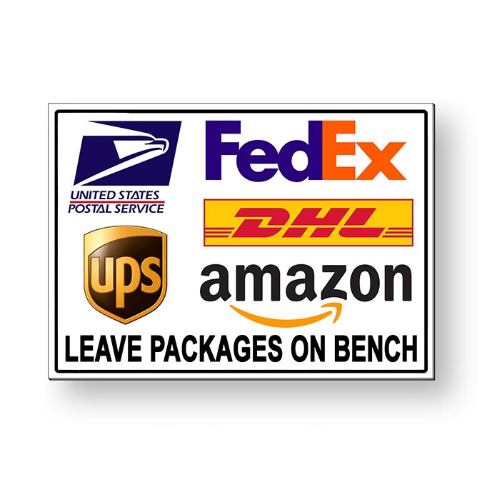 Please Leave Packages On The Bench Sign Or Decal 6 SIZES usps fedex MS080