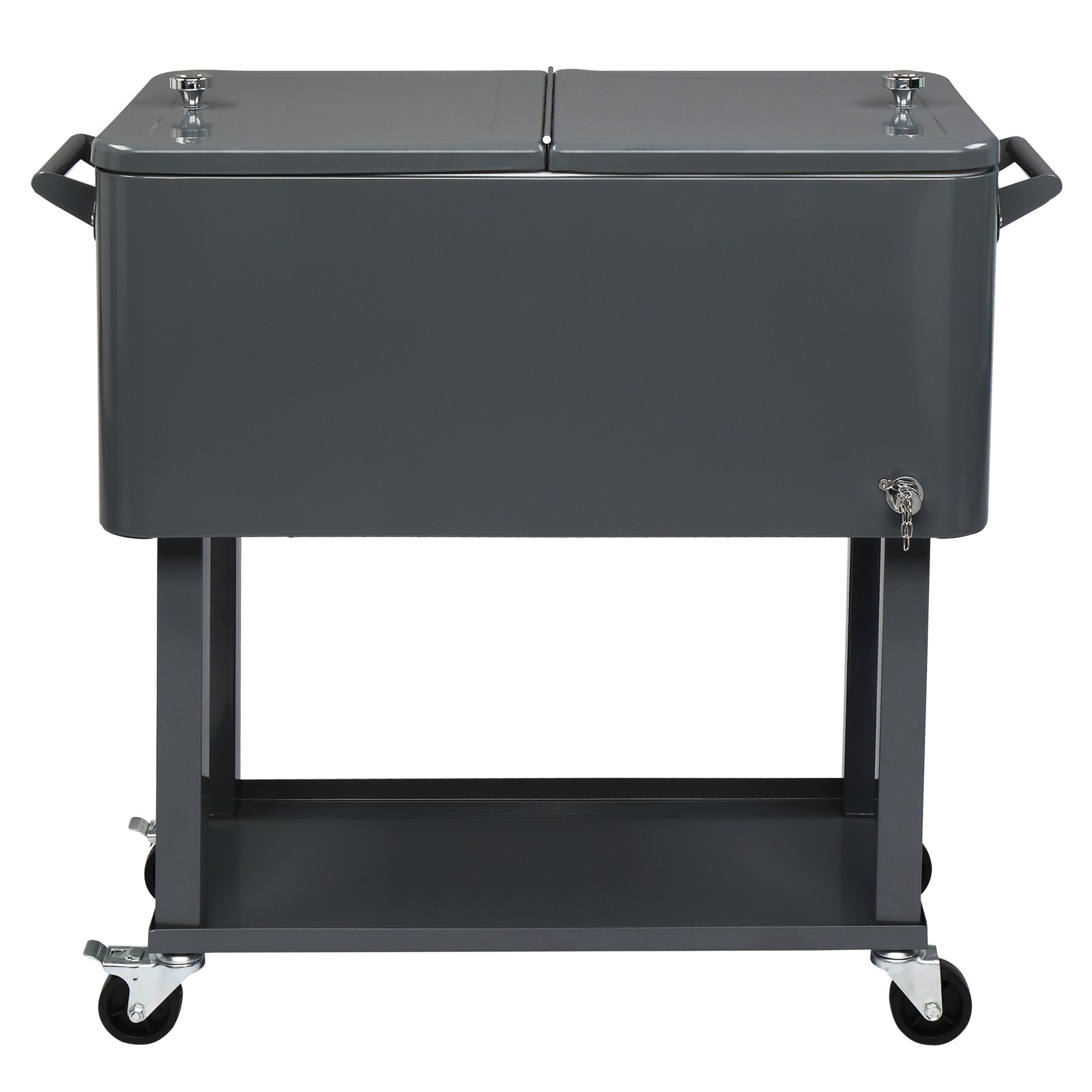 80QT Rectangular Plastic Box, Iron Foot Tube Insulation Cart, Dark Grey