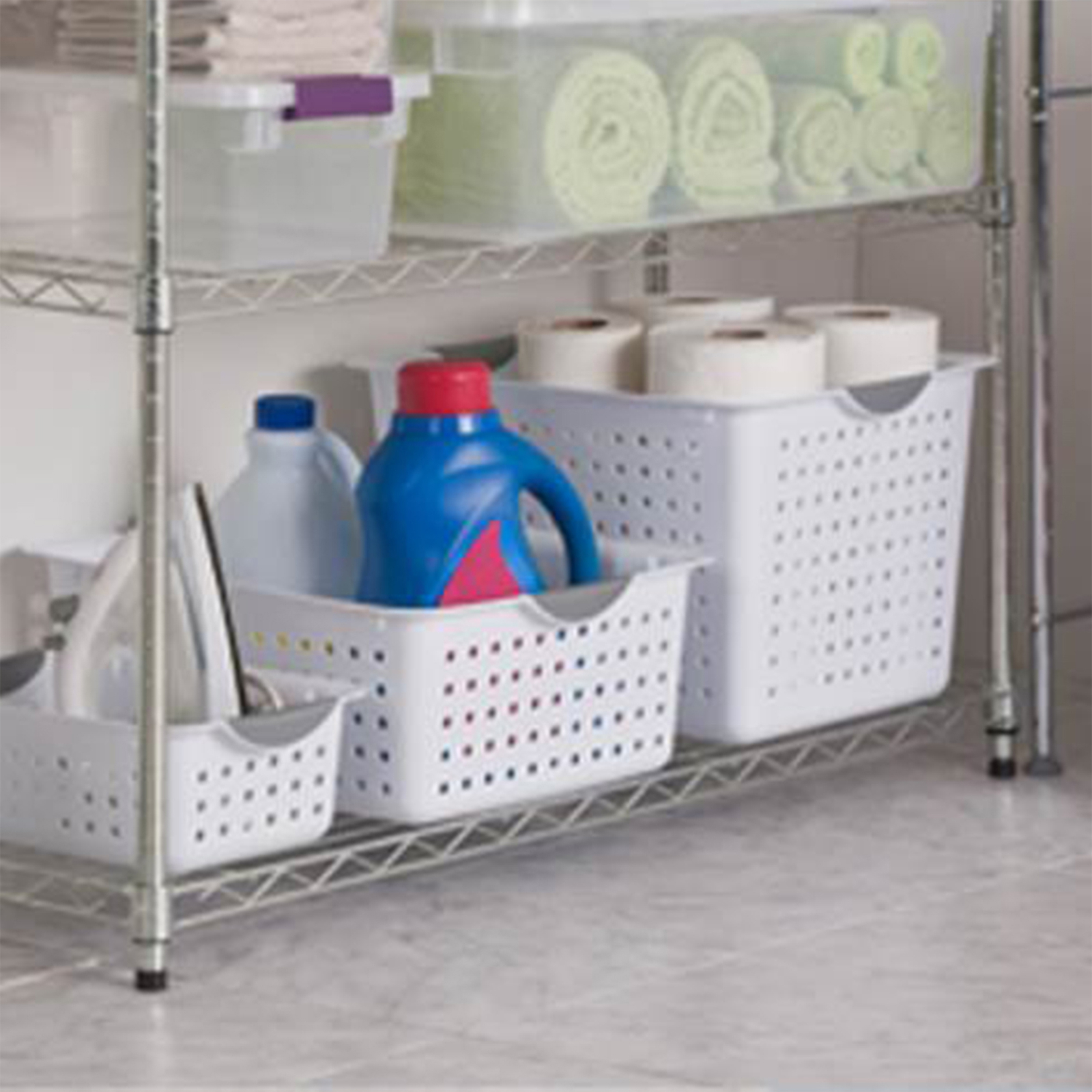 Sterilite Large Deep Durable Ultra Plastic Storage Basket Tote, White (6 Pack)