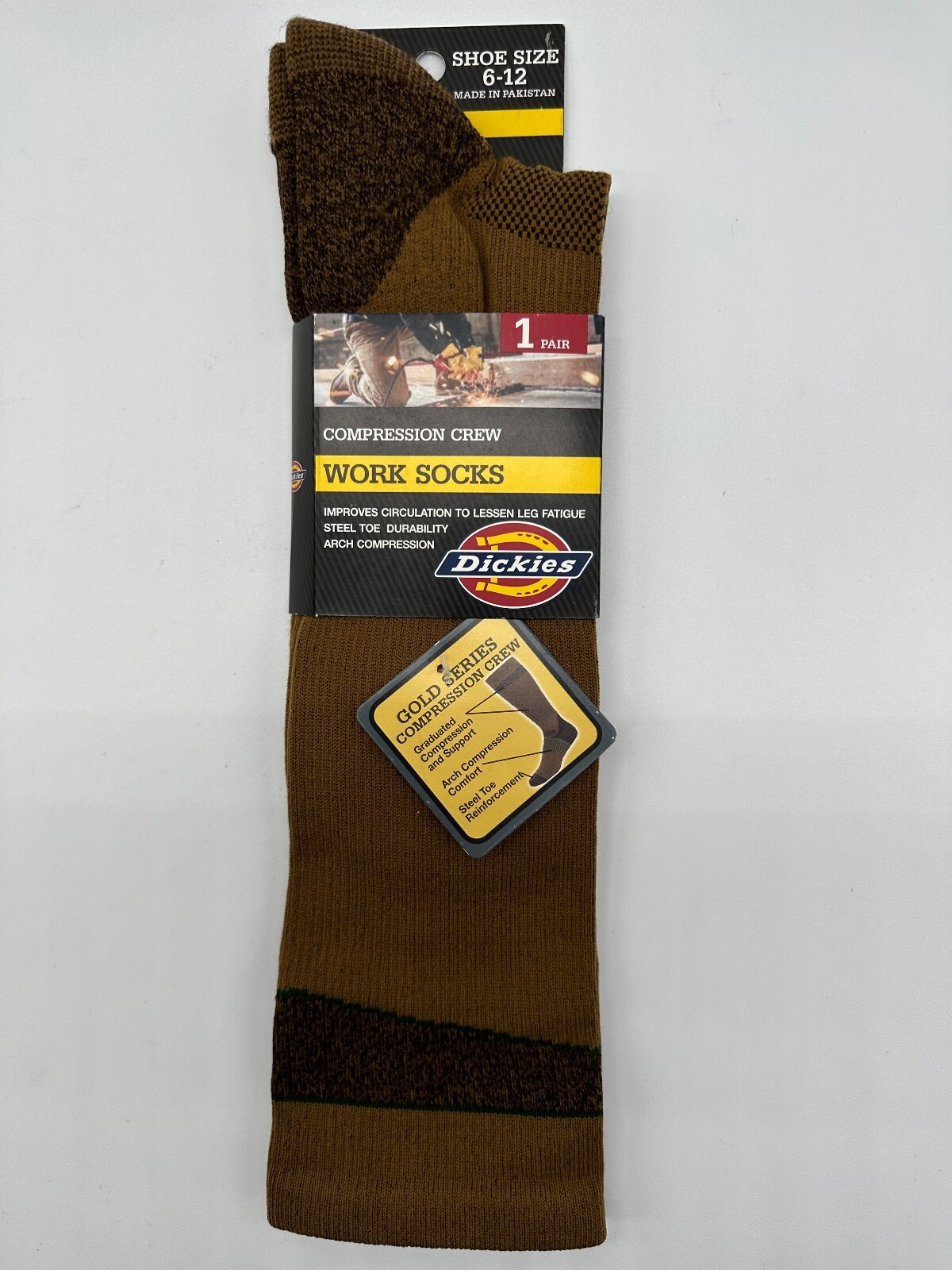 NEW ONE PAIR DICKIES MENS GRADUATED COMPRESSION WORK CREW NYLON SOCKS SIZE 6-12
