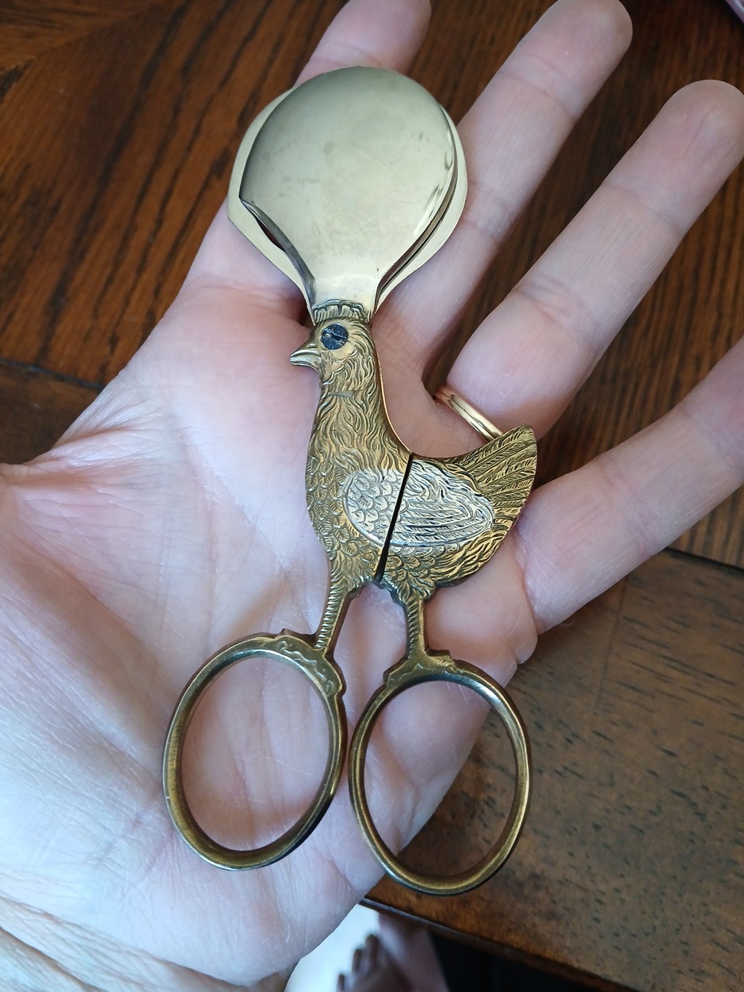 Dreizack Solingen Germany Egg Scissors Chicken Shaped Gold and Silver Tone