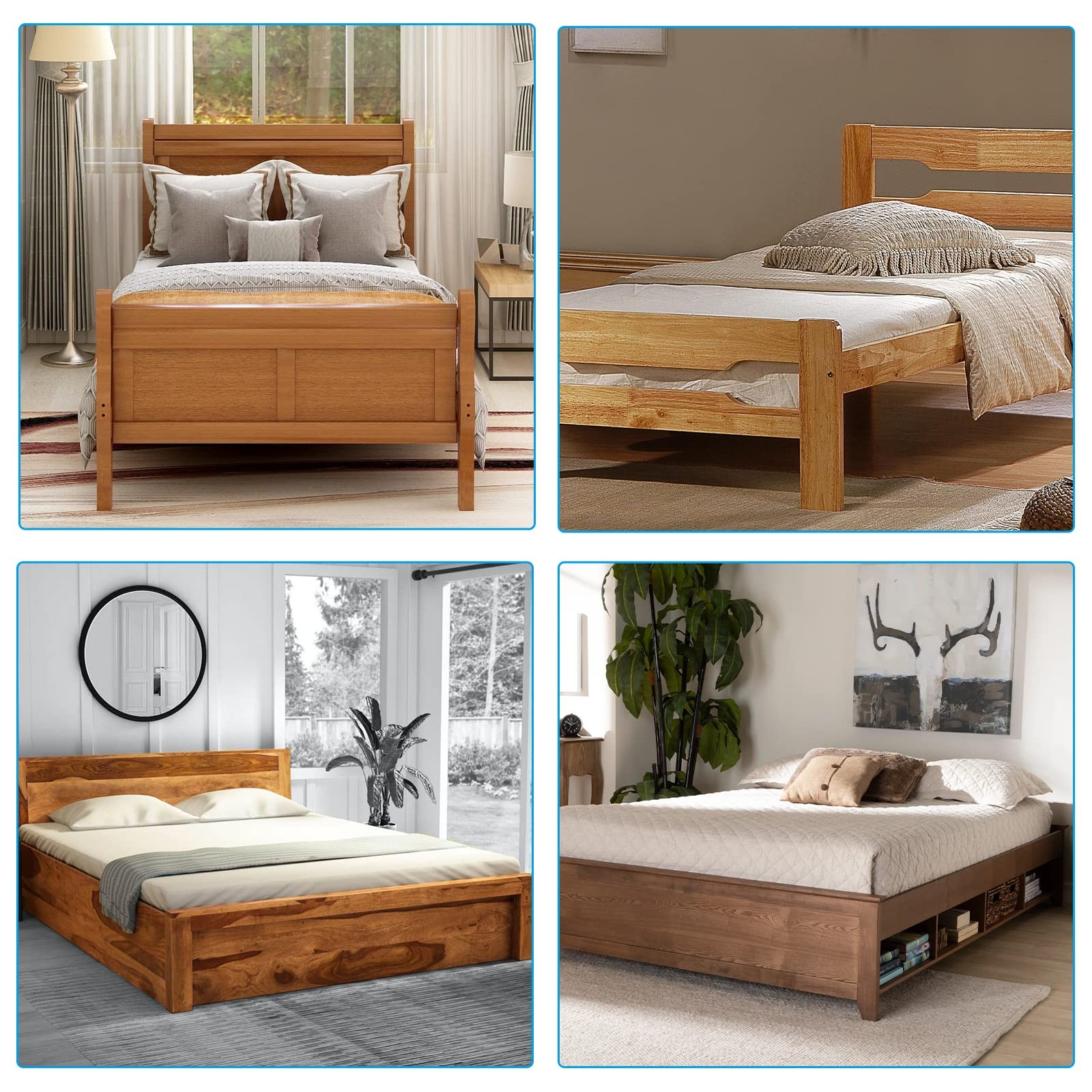 2 Sets Bed Frame Bed Post Double Hook Slot Bracket, 4.2"x3.4"x0.08"