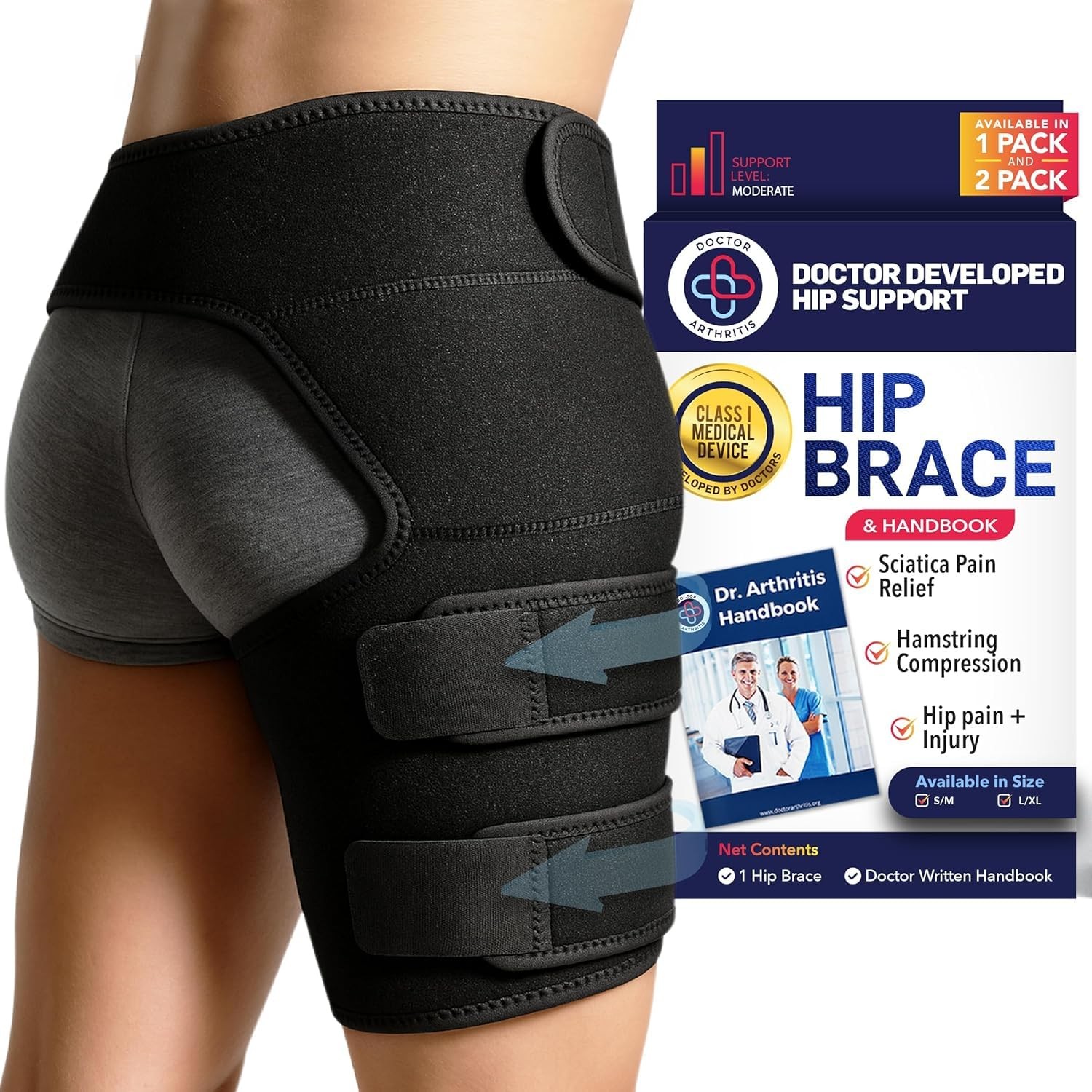 Dr. Arthritis Hip Brace, Adjustable Sciatic Nerve Brace & Stabilizer for Pull...