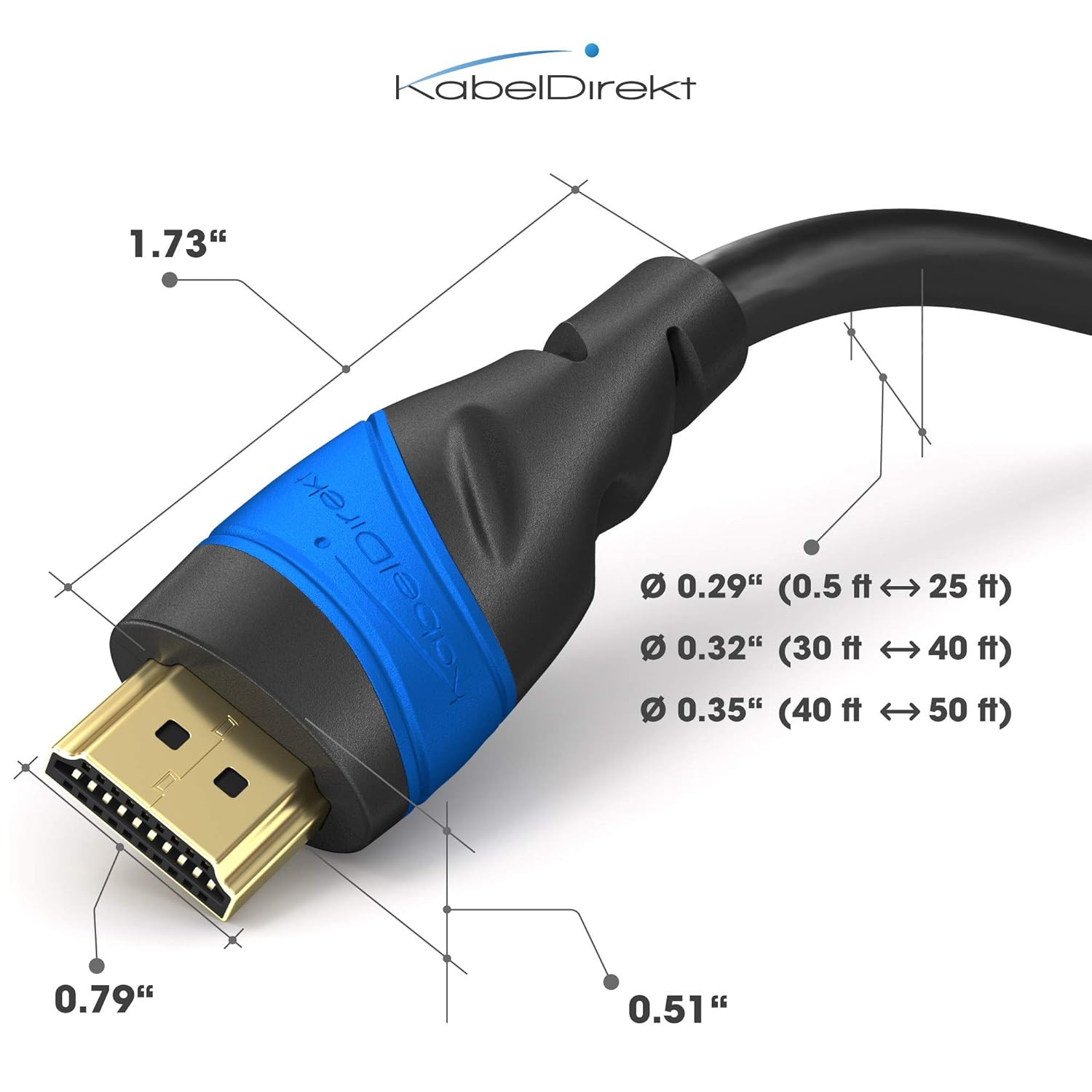 Kabeldirekt – 8K / 4K HDMI Cable – 6Ft & More HDMI Cables (0.5Ft–75Ft) – German-