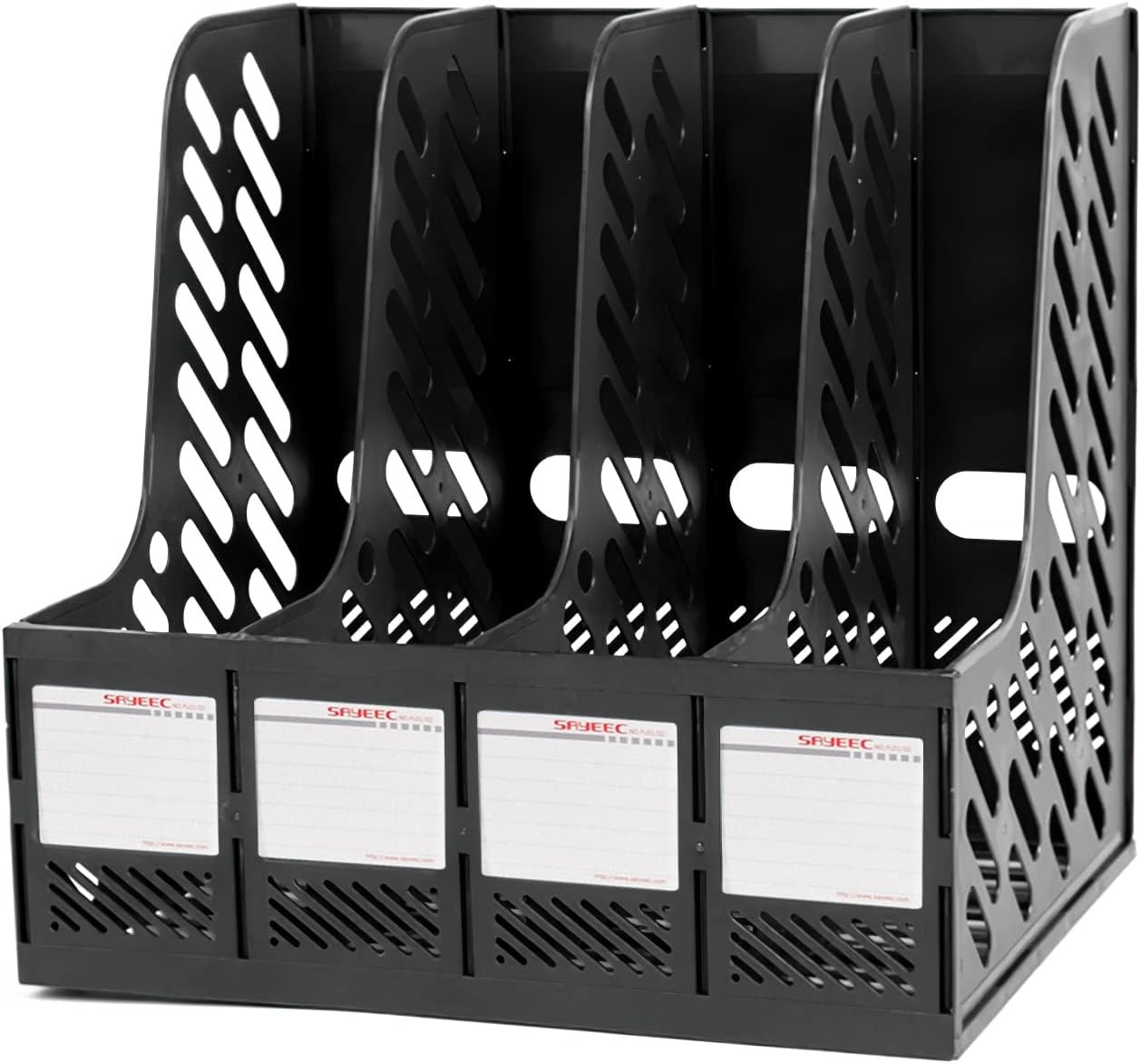 SAYEEC Magazine File Holder, Plastic Desktop File Folder Organizer with 4 Large