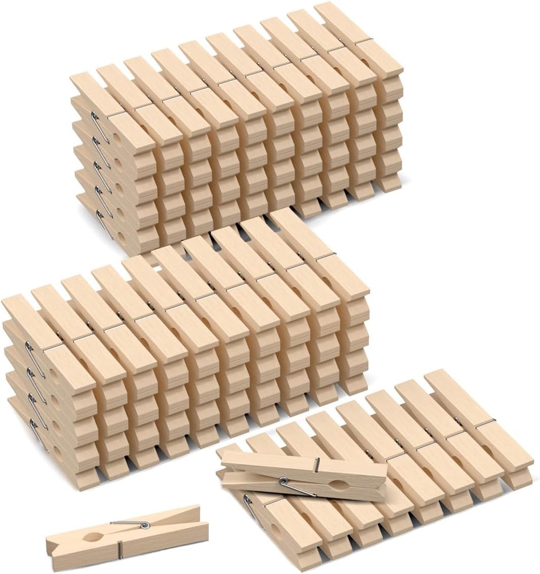 Clothes Pins Wood for Hanging Clothes,3.5 Inch【100pcs】 Heavy Duty Wooden Clot...