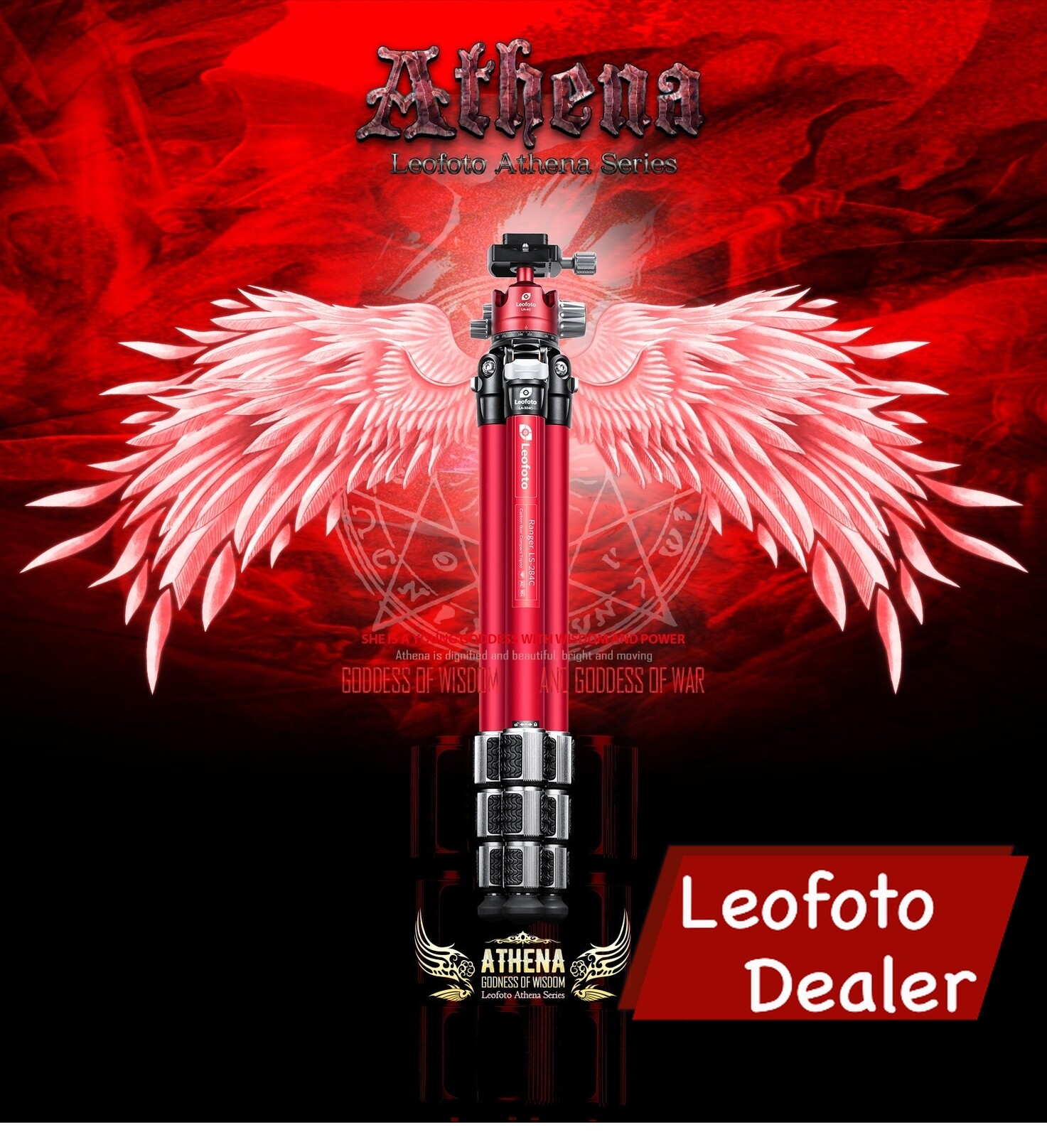 Leofoto LA-324C+LH-40 (Full Red) Athena Ocean Tripod with Ballhead