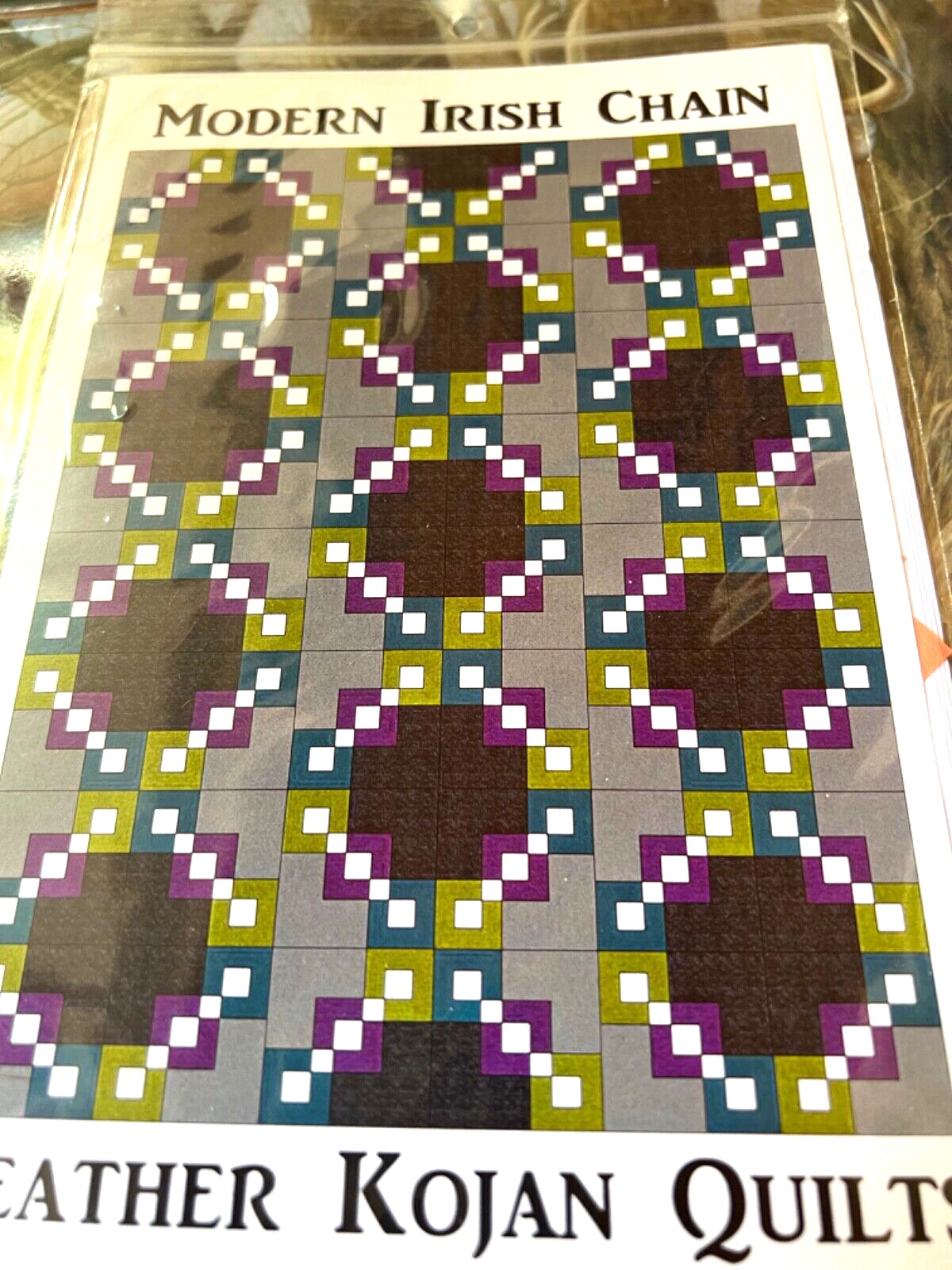 MODERN IRISH CHAIN Heather Kojan Quilt Pattern 72”x 96” 12” Block