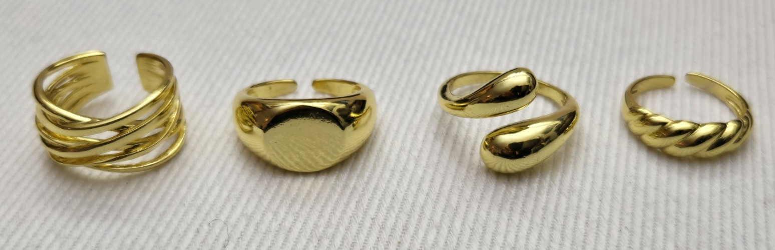 Chunky Gold Ring Set 4Pc Svovin Adjustable Boho Statement Rings