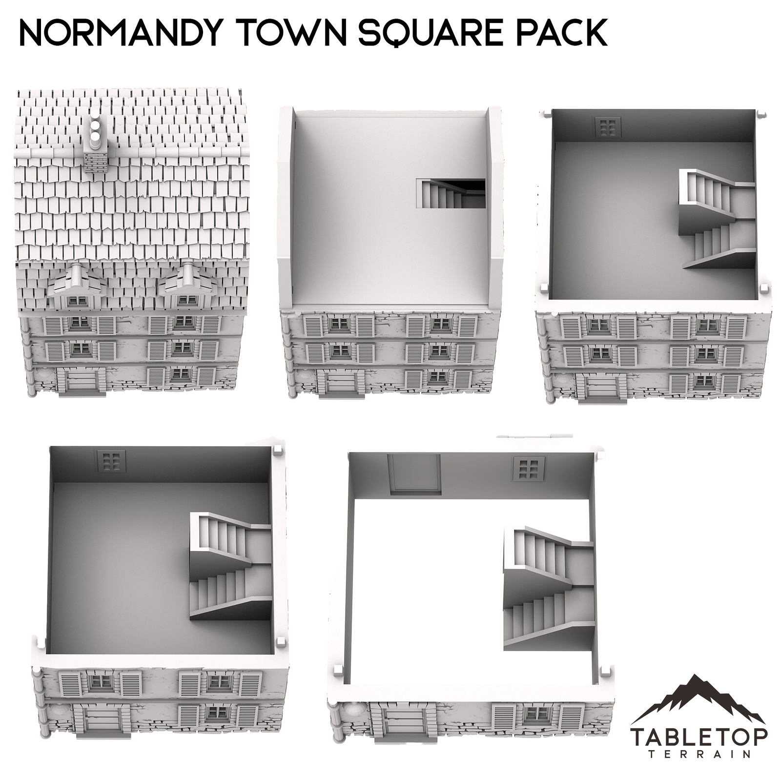 Normandy Town Square Pack - WWII Wargame Tabletop Terrain