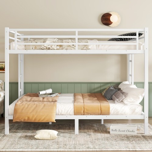 Metal Queen over Queen Bunk Bed for Teens and Adults,Space-Saving/Noise Reduced