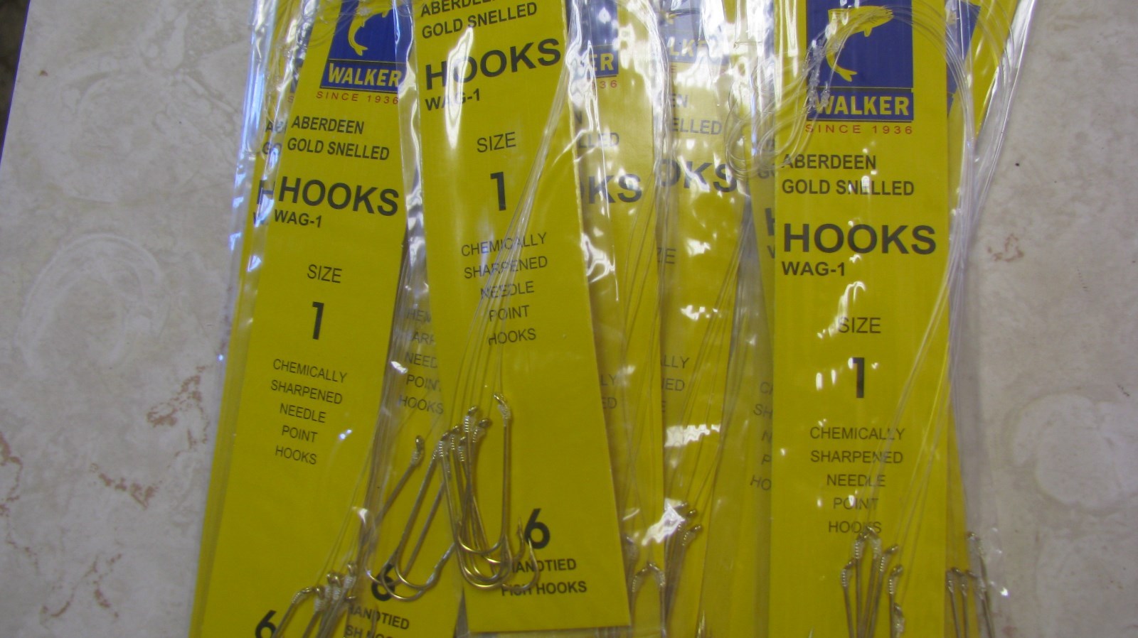 size 1 snelled hooks, 72ct, new, gold, free shipping