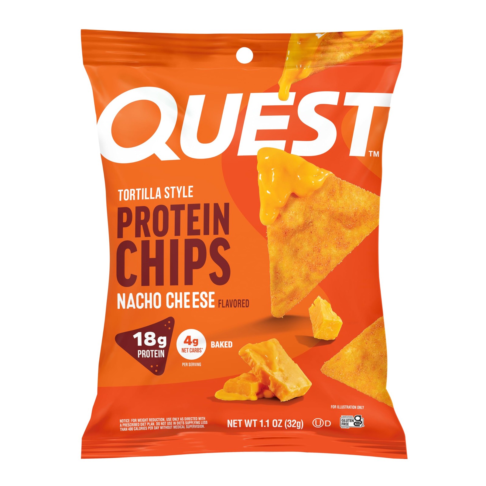 Quest Nutrition Nacho Cheese Tortilla 1.1 Ounce (Pack of 12), Pale yellow