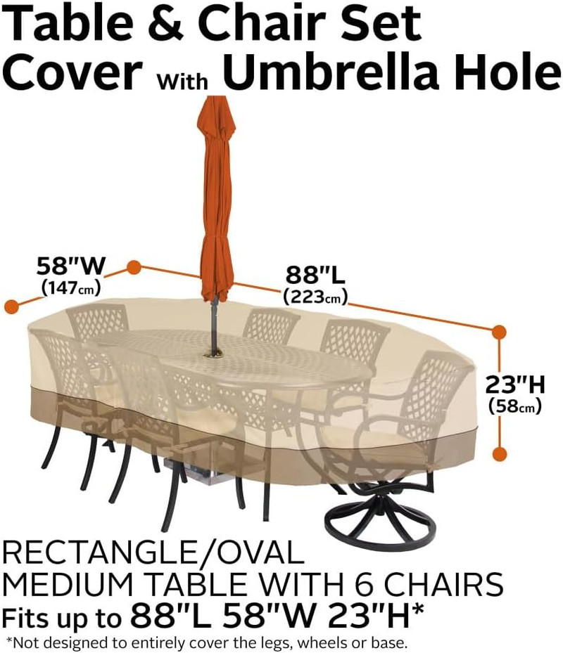 Veranda Water-Resistant 88 Inch Rectangular/Oval Patio Table & Chair Set Cover w