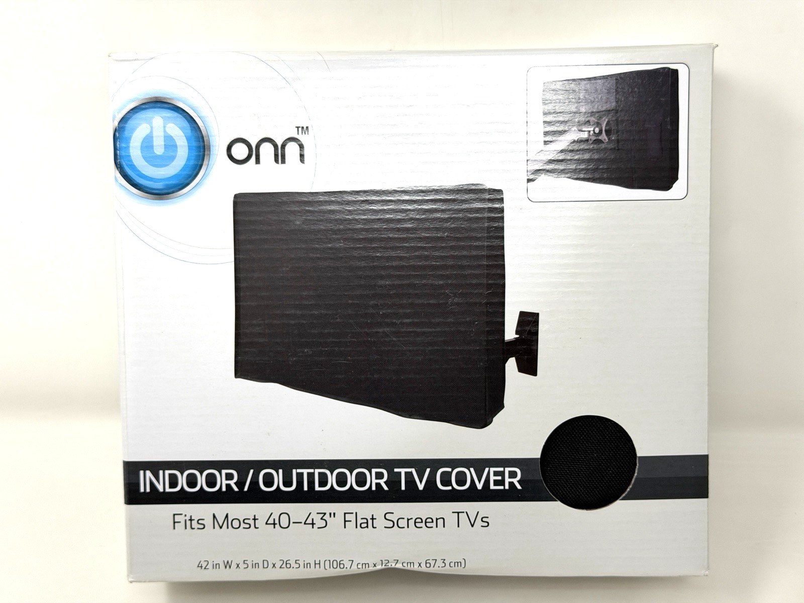 Onn Indoor/Outdoor Black TV Cover for 40'' To 43" TVs Flat Screen ONA18AV021