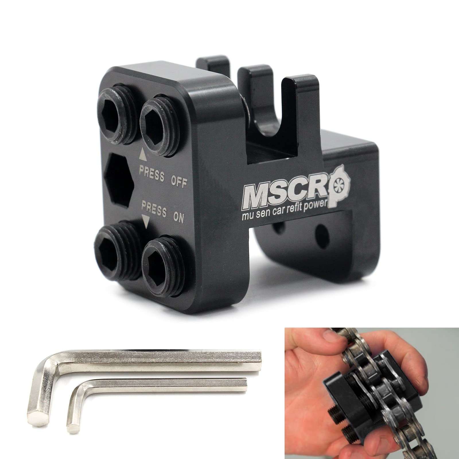 MSCPR Master Link Press Tool, Motorcycle Chain 520 525 530, Allen Wrench, Drive