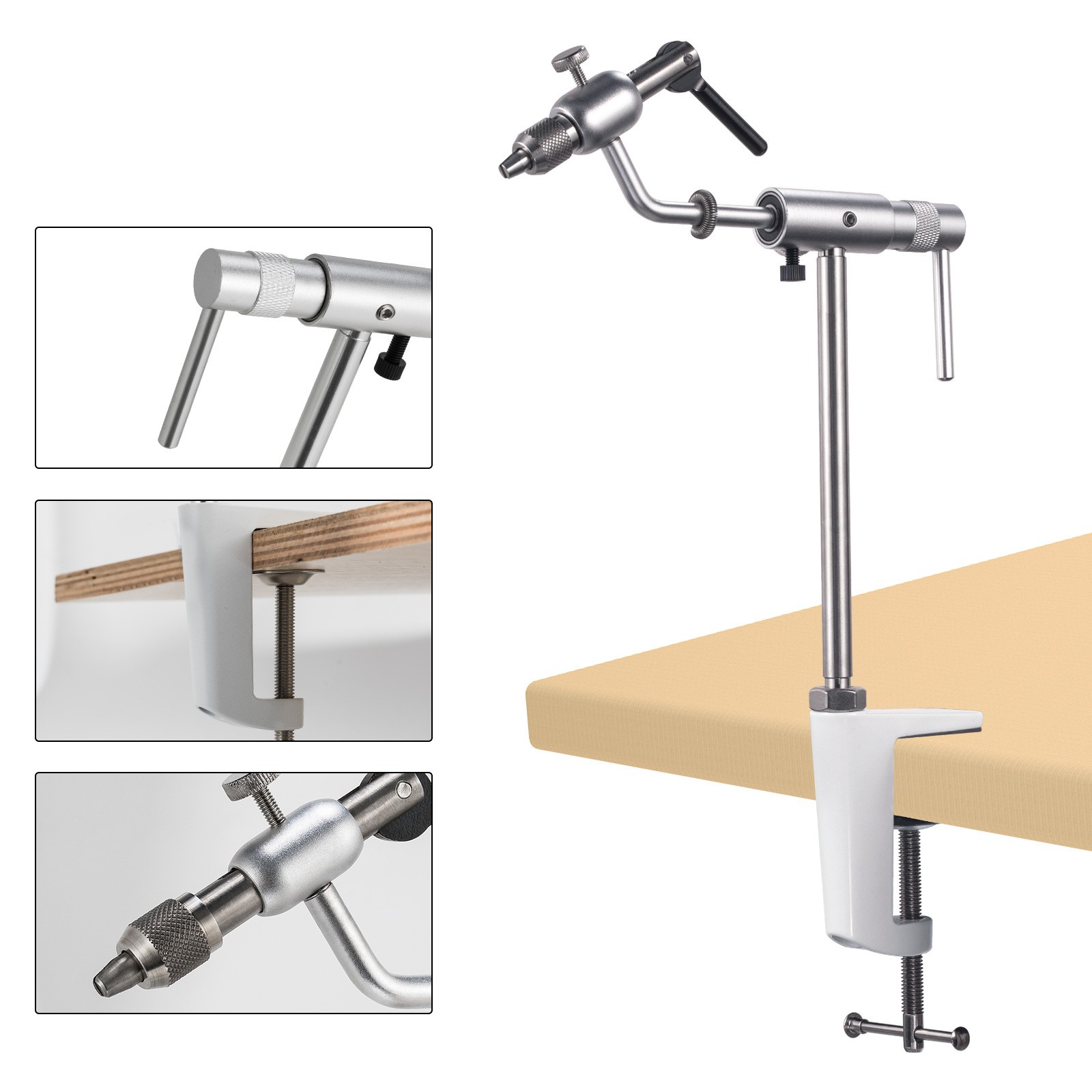 Fly Tying Vise Rotary Aluminum Alloy C-Clamp Travel Fishing Flies Tying Tool