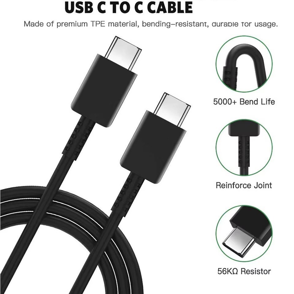 USB C to USB C Cable Type C Fast Charging Cable for Samsung Galaxy S23 S22 S21