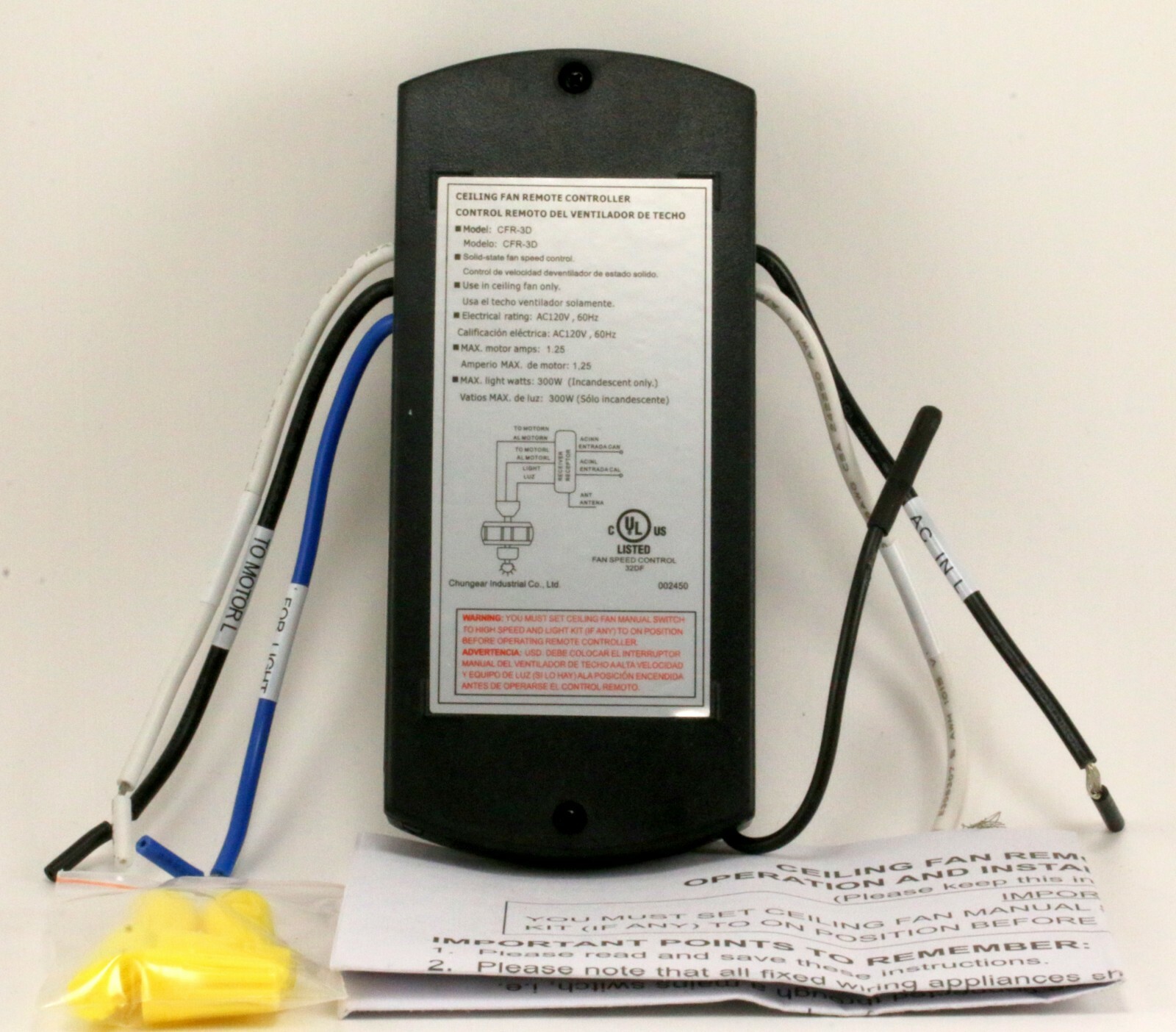 Fan Receiver model CFR-3D (for MOST Harbor Breeze LEARN BUTTON remotes)