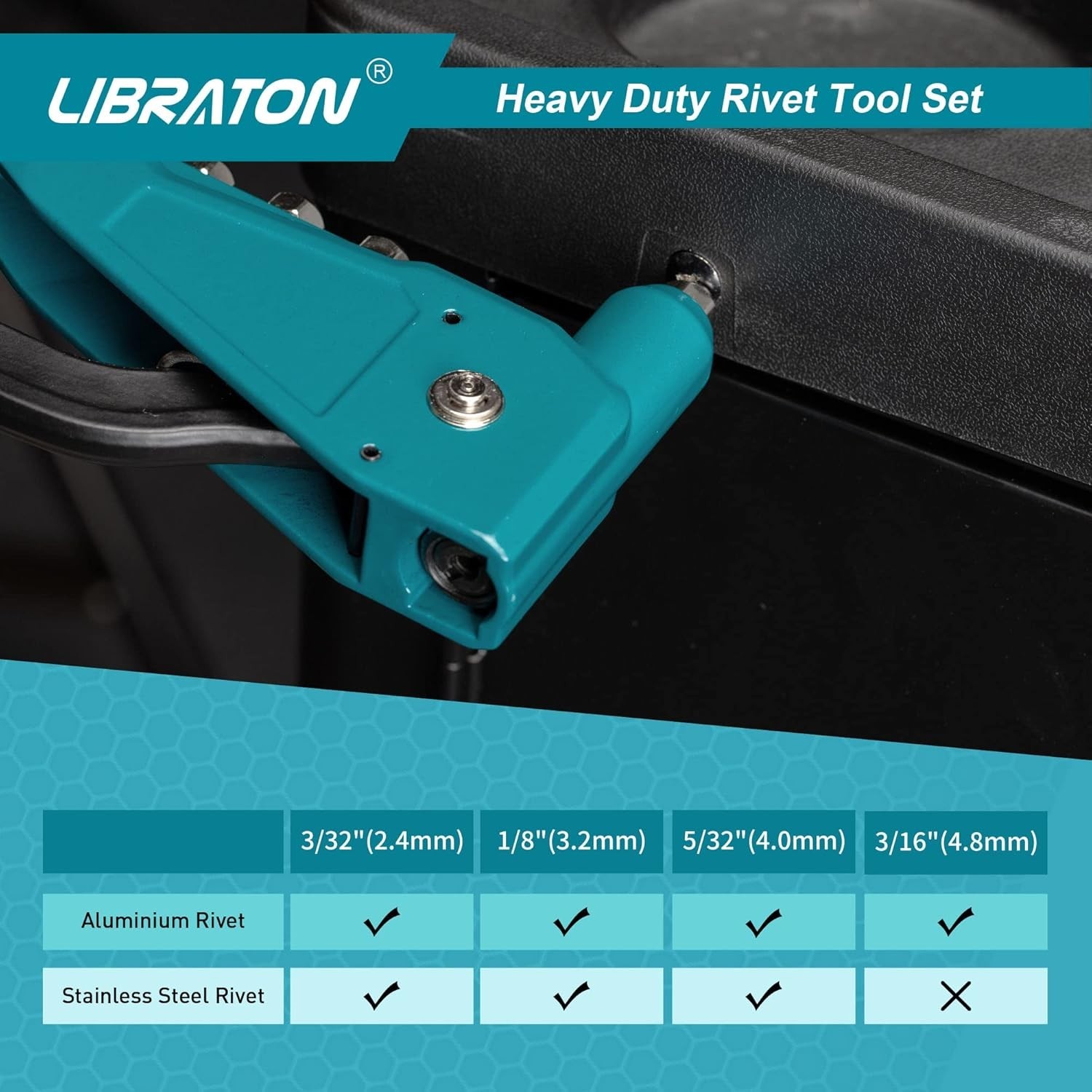 Compact Rivet Gun with Interchangeable Heads
