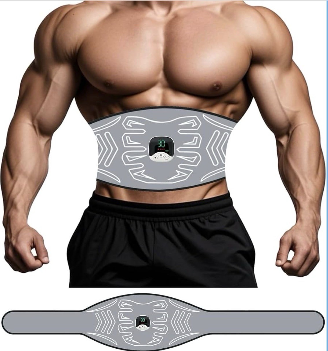 Abs Stimulator, Ab Stimulator Muscle Toner for Gym Office Home, Grey