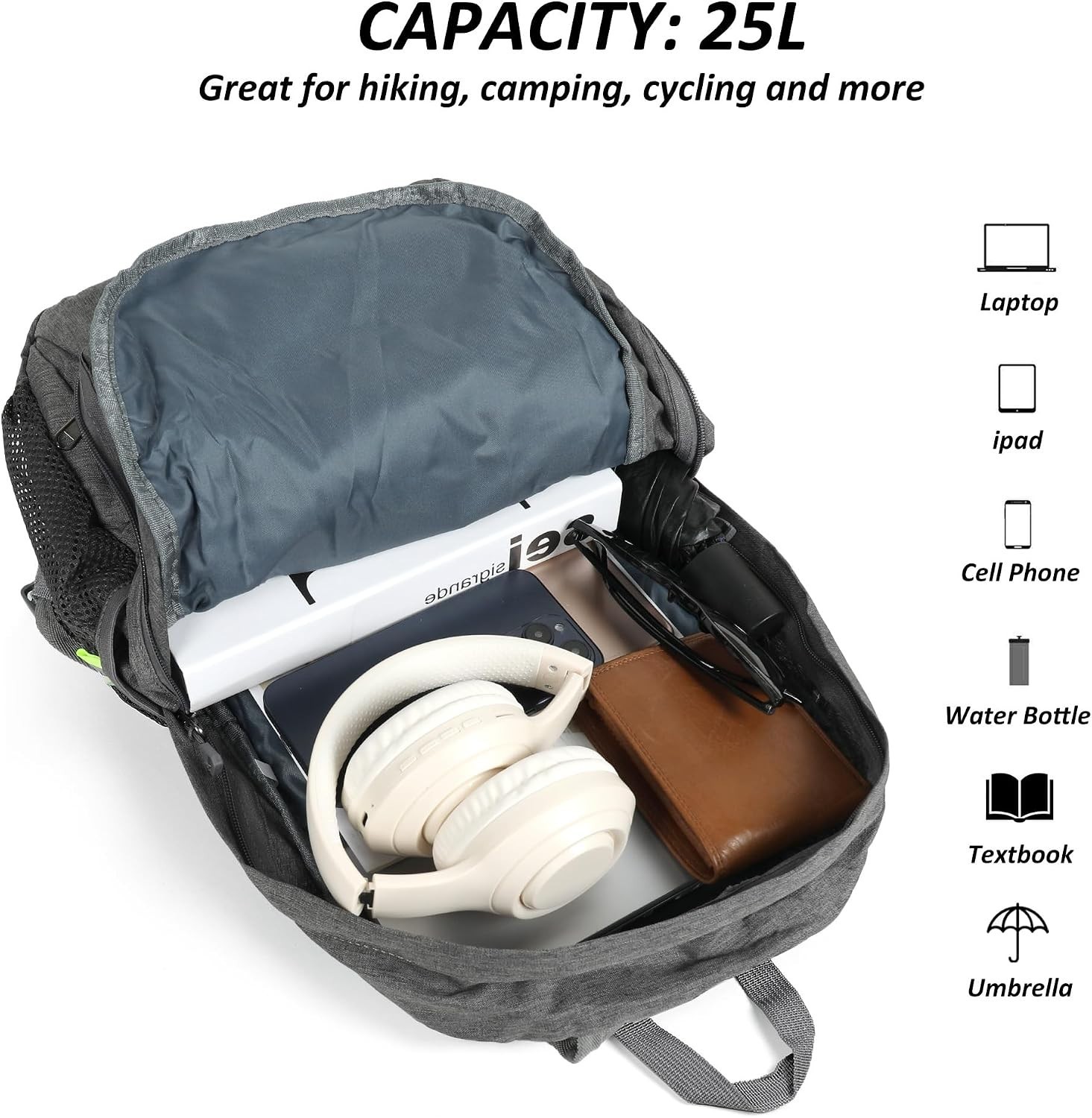 Ultra Lightweight Packable Backpack 25L - Foldable Hiking Daypack for Travel,...