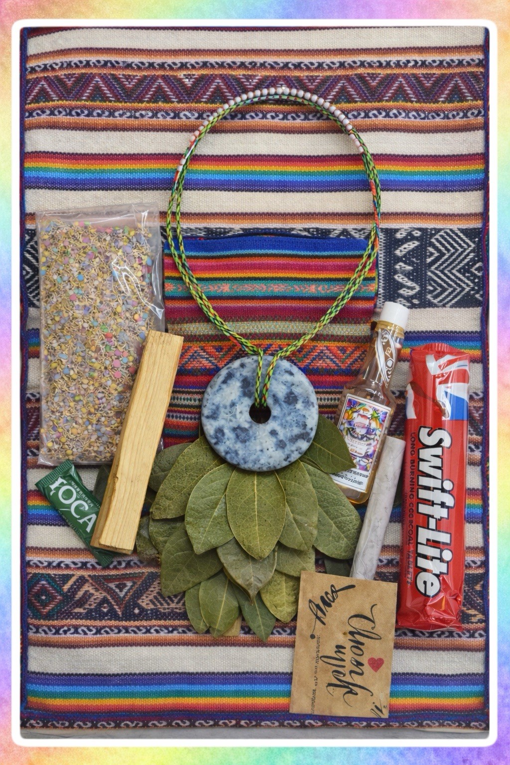 Munay Ki- Andean Shaman Kit Blessed Pi Stone Palo Santo Mapacho With Cloth