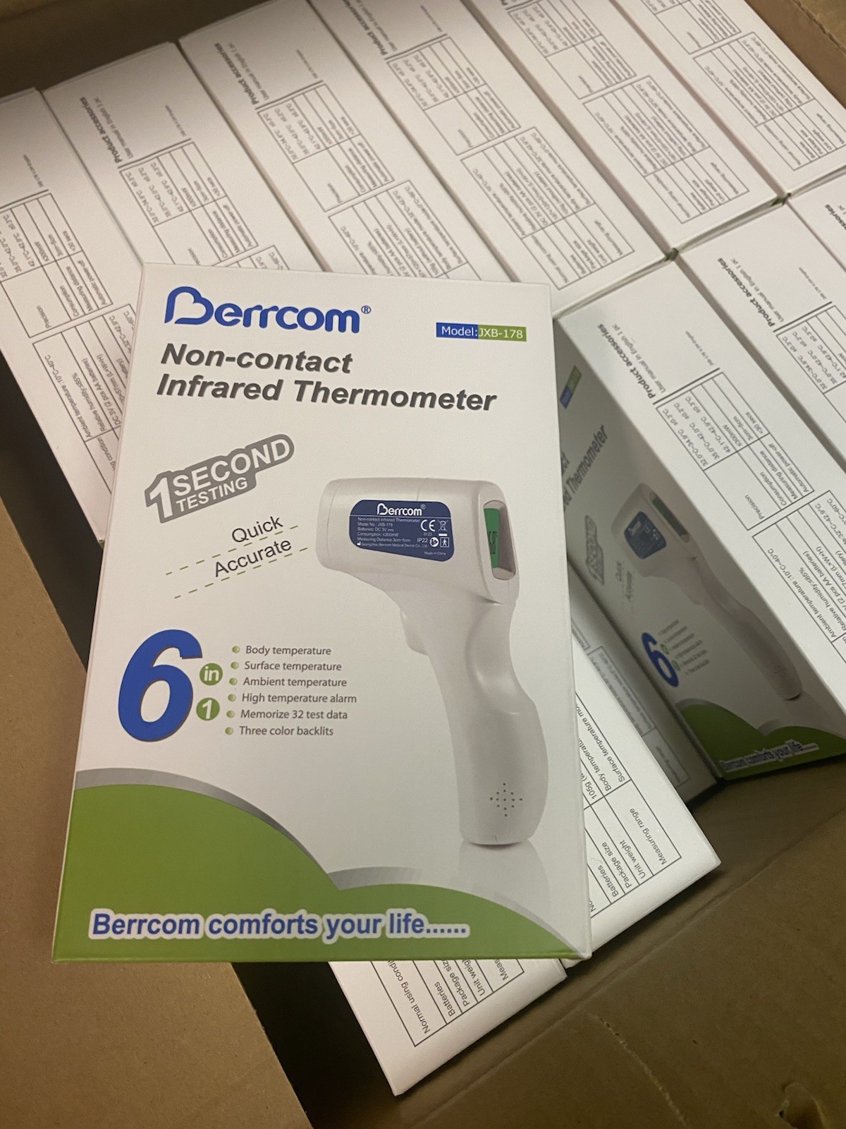 40 x BERRCOM JXB-178 Non-Contact Infrared Forehead Thermometer Medical FC CE
