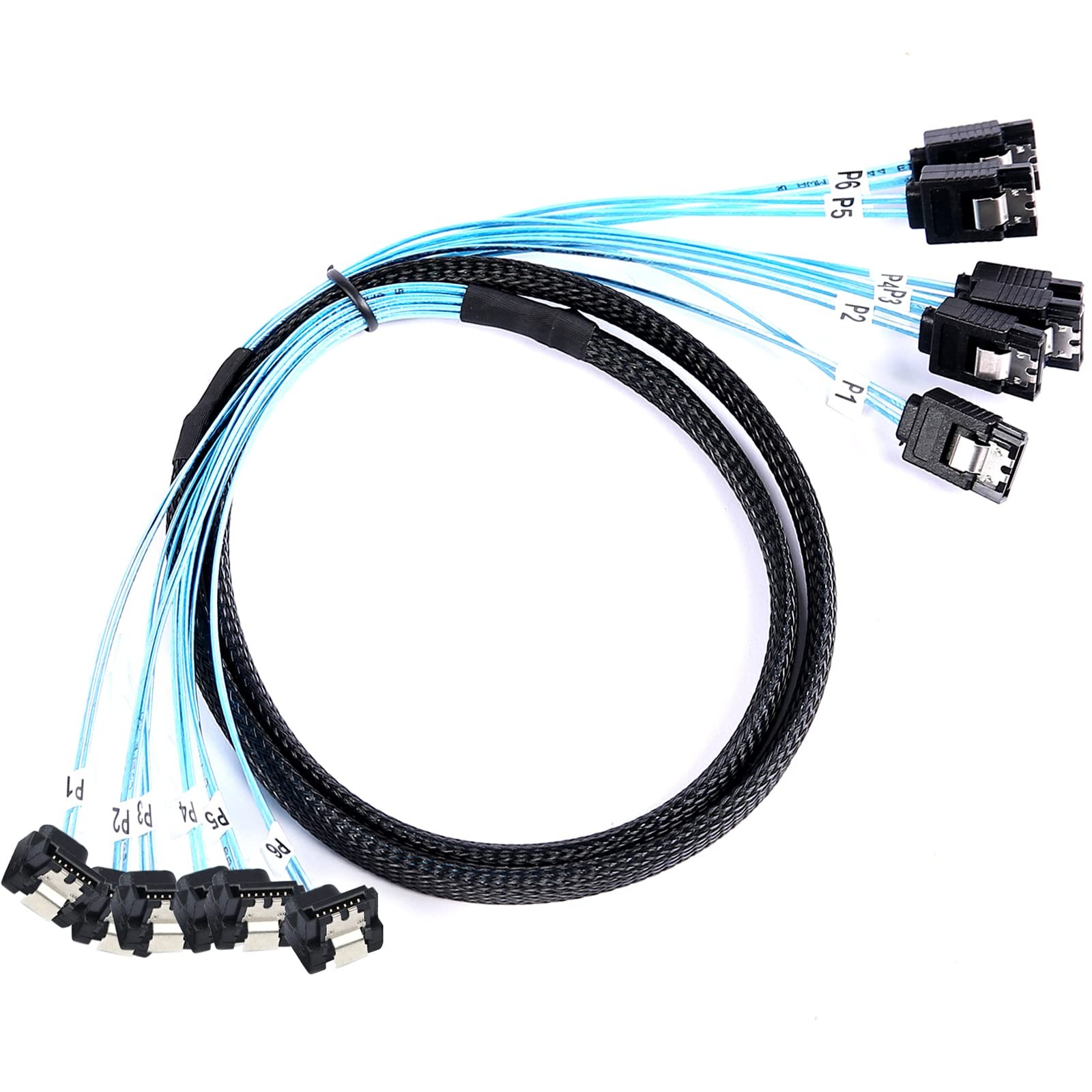 ADCAUDX SATA-III Cable:1M 6Pcs/Set 90-Degree SATA Right-Angle Cable Angled to St