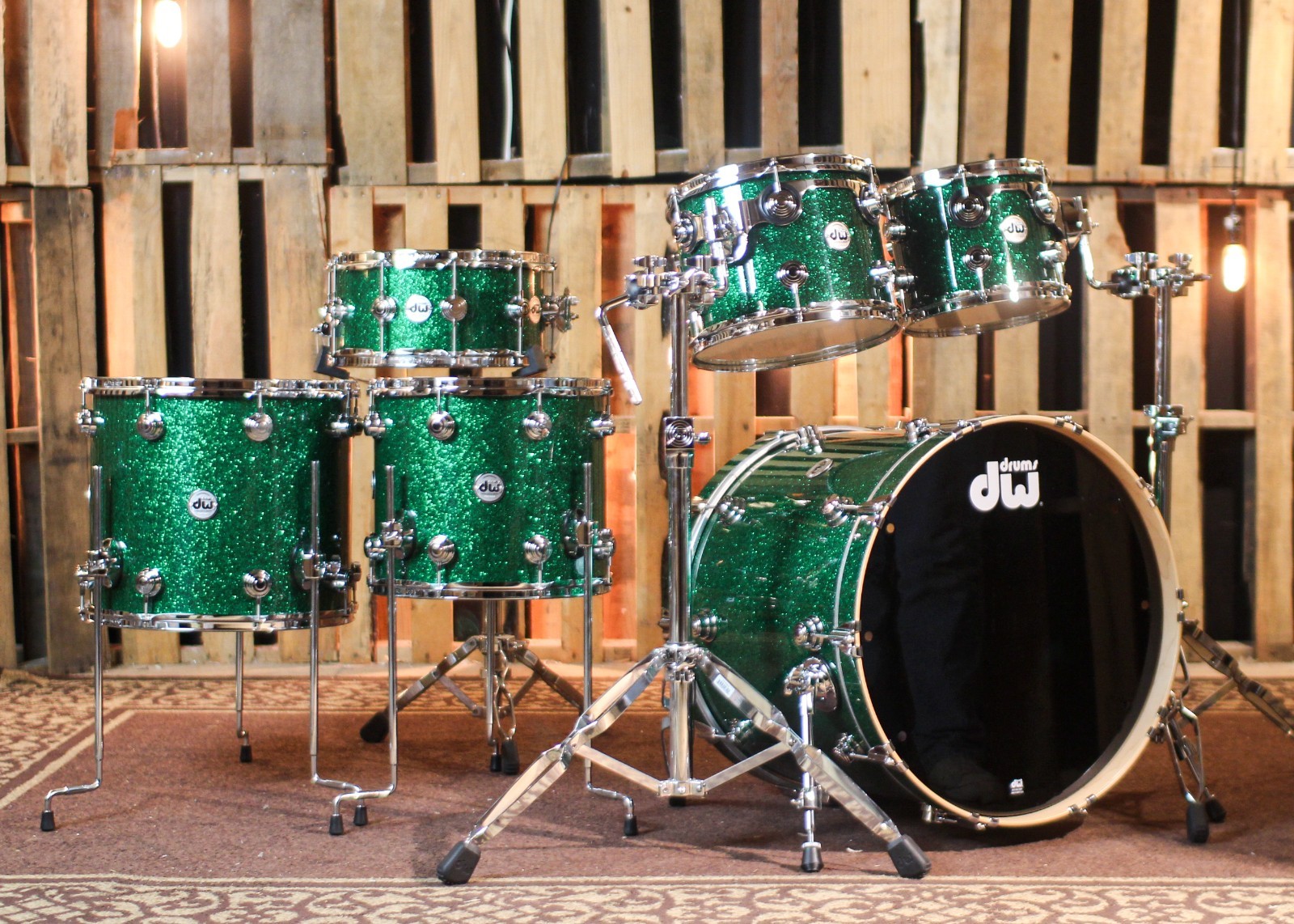 DW Collector's Maple SSC Green Glass Drum Set - 22,10,12,14,16,14sn - SO#1438709
