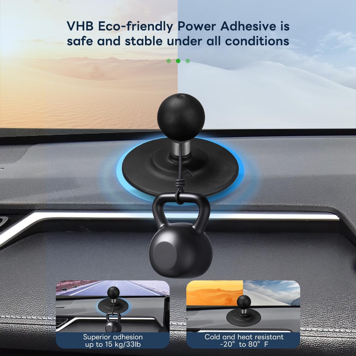 Flex Adhesive Ball Base Compatible with RAM Mounts B Size Double Socket Arm, ...