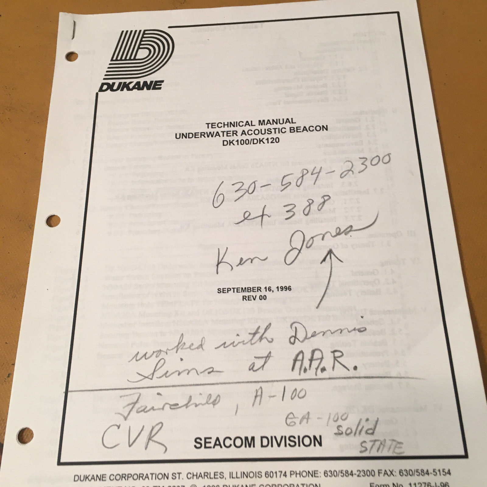 Dukane DK100 & DK120 Beacon Technical Manual