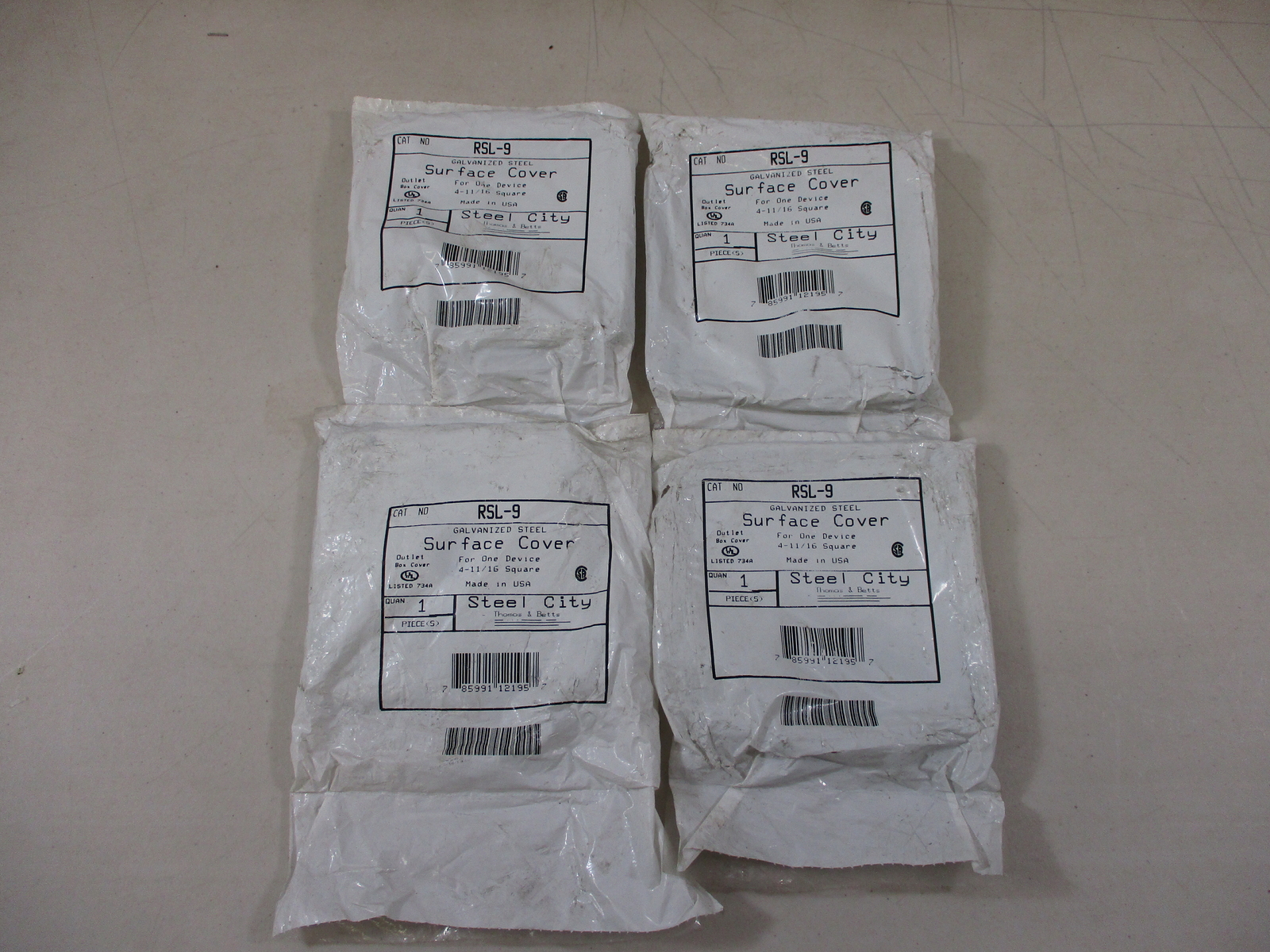 *NEW* (LOT OF 4) THOMAS & BETTS/STEEL CITY RSL-9 GALVANIZED STEEL SURFACE COVER
