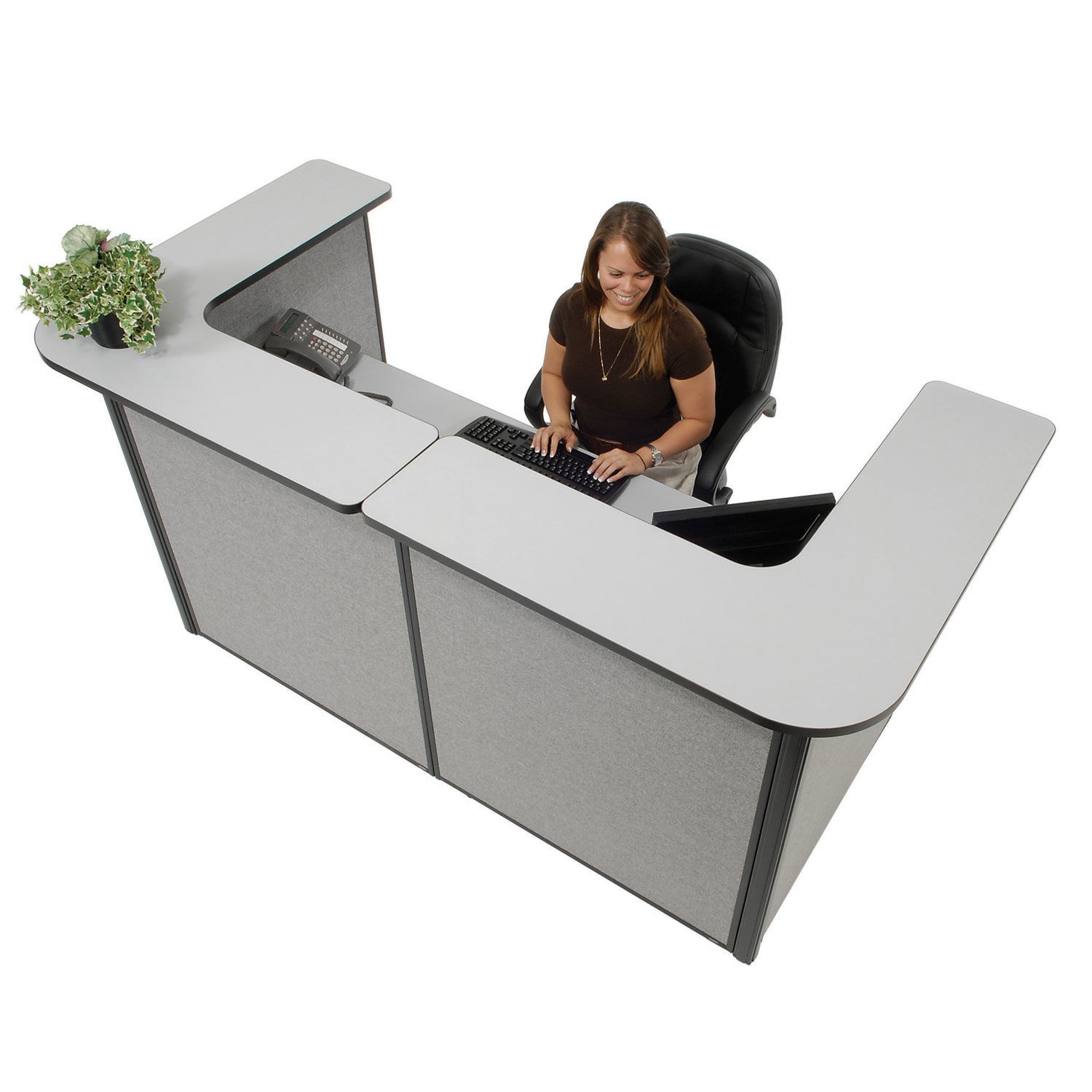 88" W x 44"D x 44"H U-Shaped Reception Station Gray Counter/Gray Panel