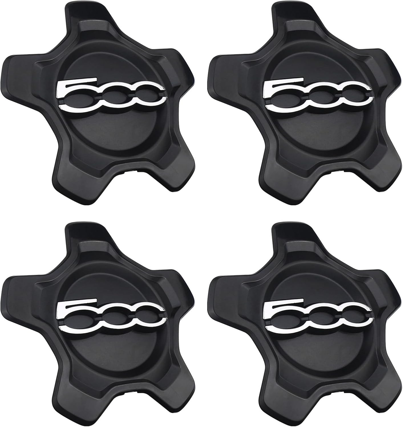 Wheel Center Cap Cover Black 4Pcs Compatible with 2016-2022 Fiat 500X Replaces 6