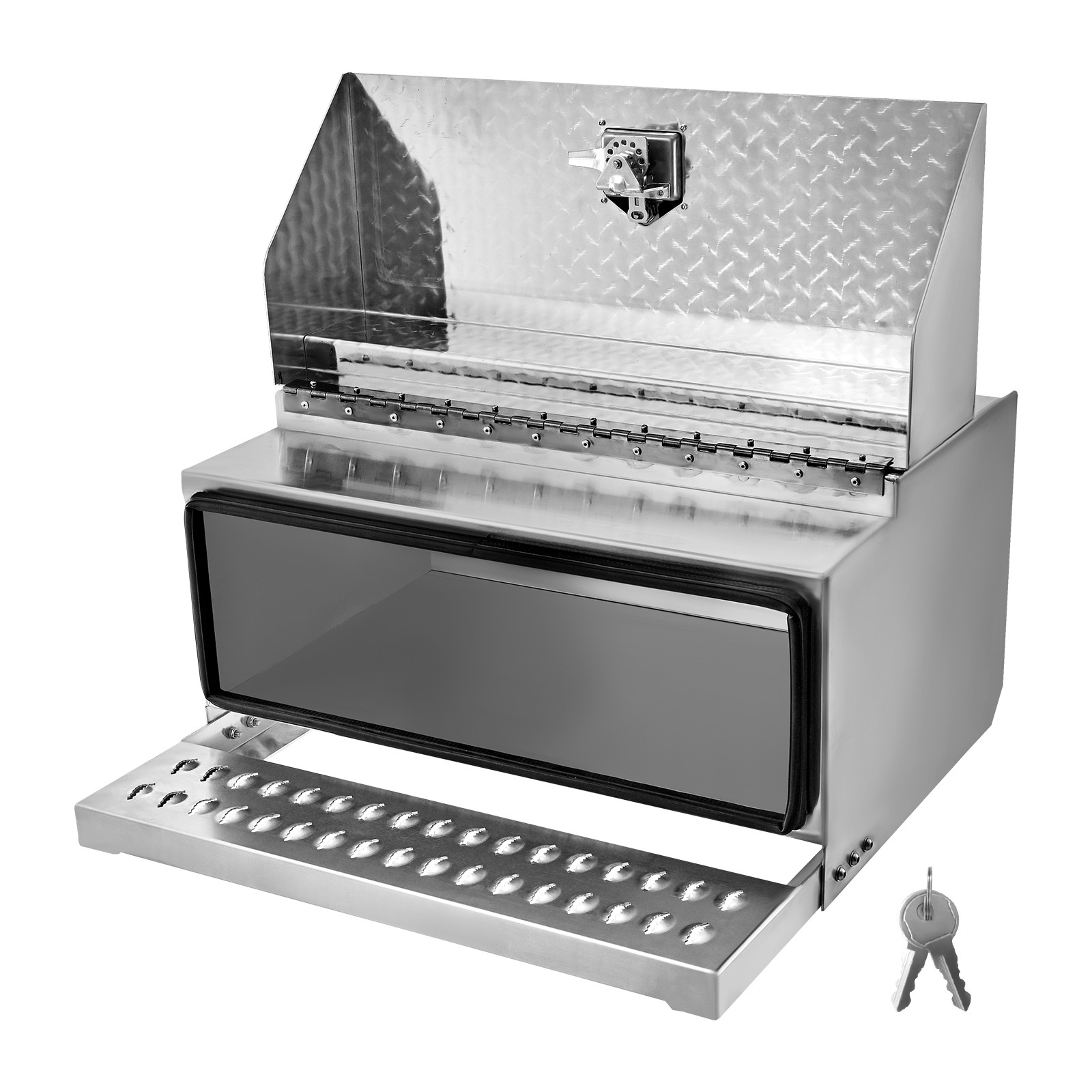 VEVOR Semi-Truck Step Tool Box 30" x 29.5" x 15.8" Heavy Duty Aluminum Toolbox