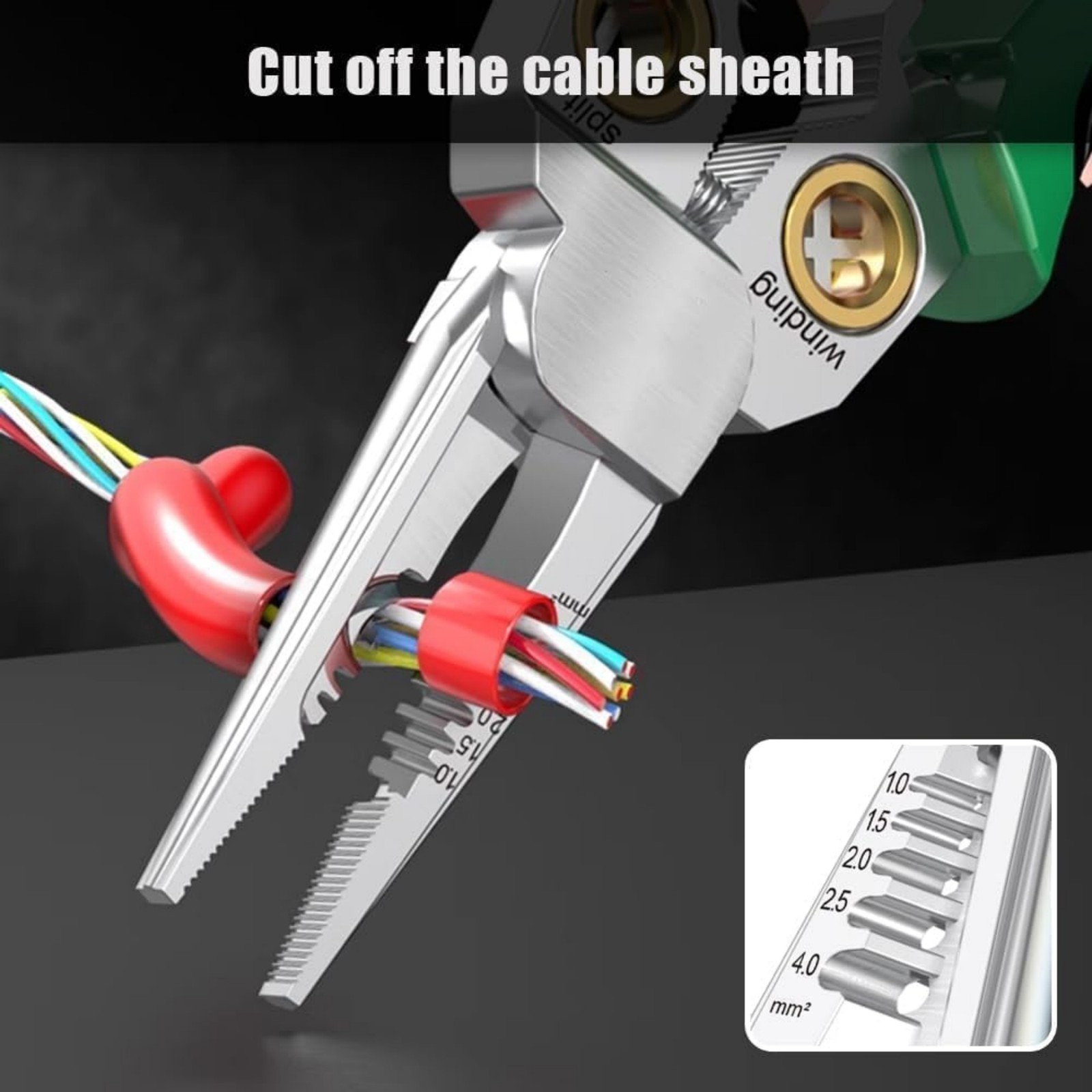 Durable Green Multifunctional Wire Stripper Twister & Voltage Tester