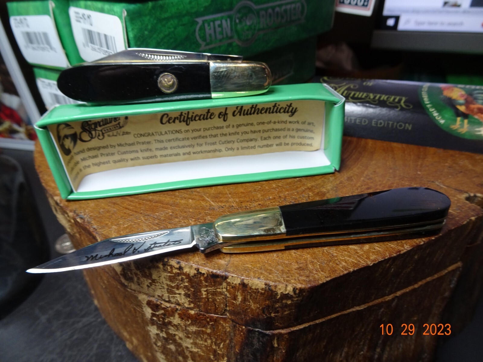 H & R / M. PRATER   THE **RAVEN**  2 3/4" BABY BARLOW POCKET KNIFE 4116GS BLADE