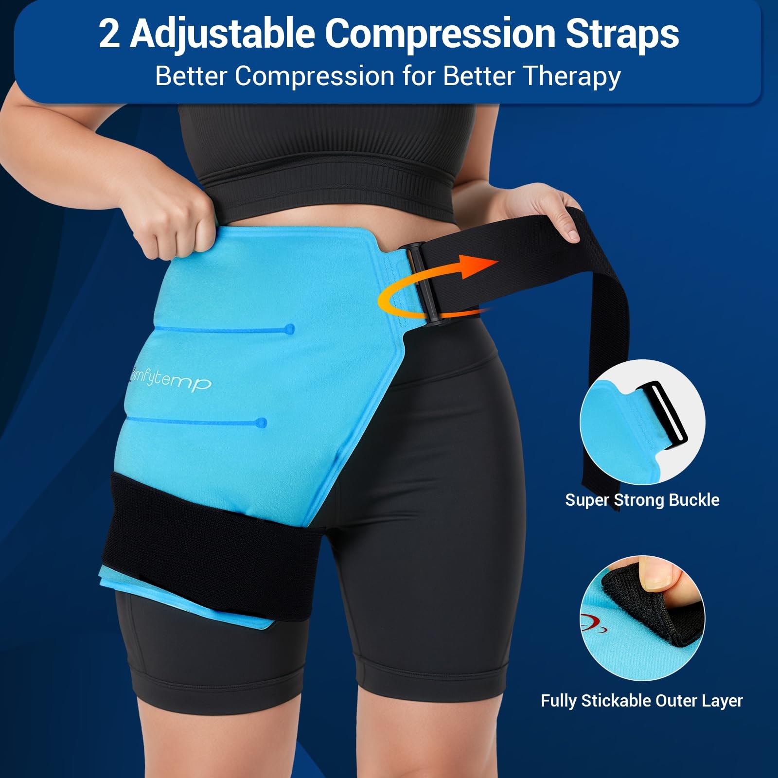 Hip Ice Pack Wrap for Hip Pain Relief, Sciatica, Blue S/M
