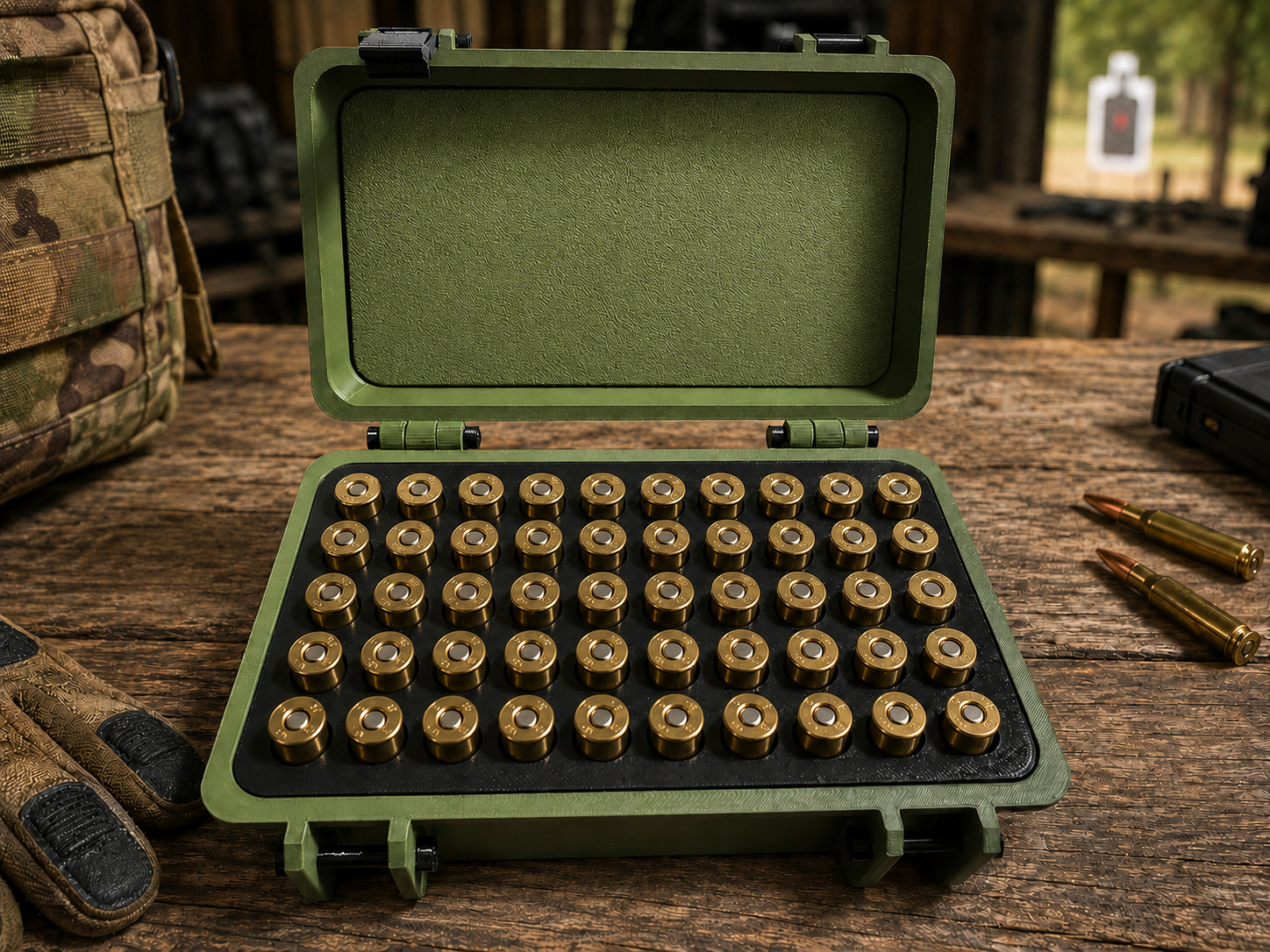 Tactical Ammo Box Can 9mm 223 556 300BO Storage Case Army Green