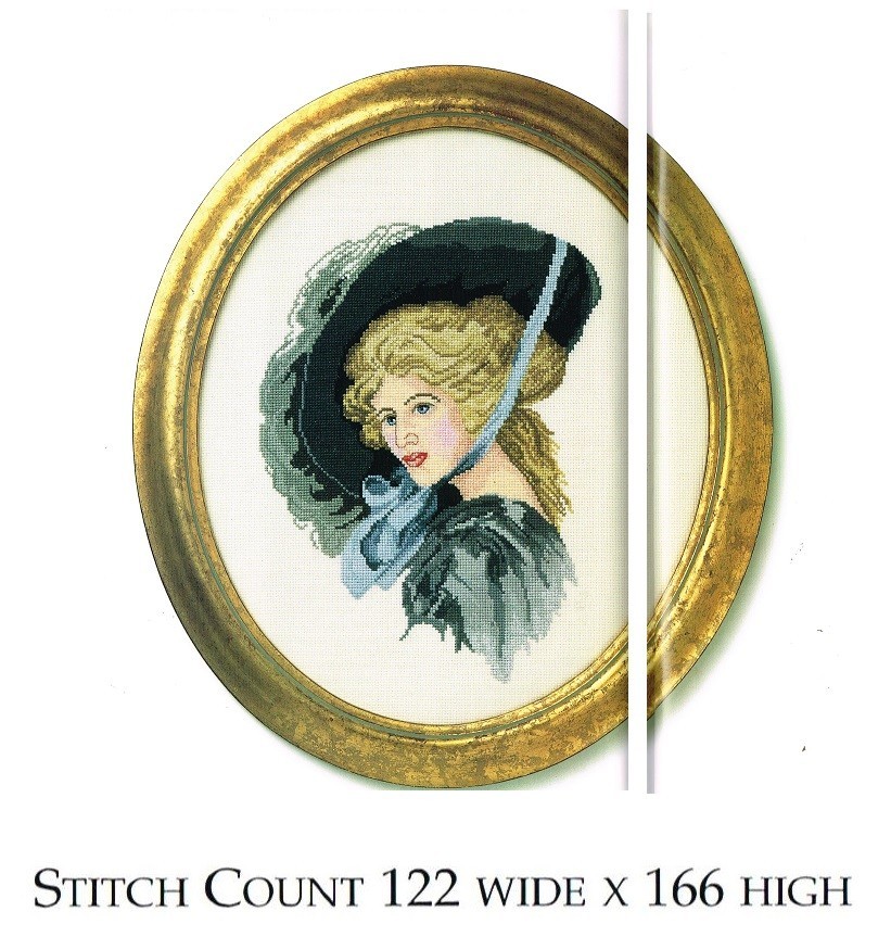 LADY IN BLACK FEATHERED HAT CROSS STITCH PATTERN  ONLY