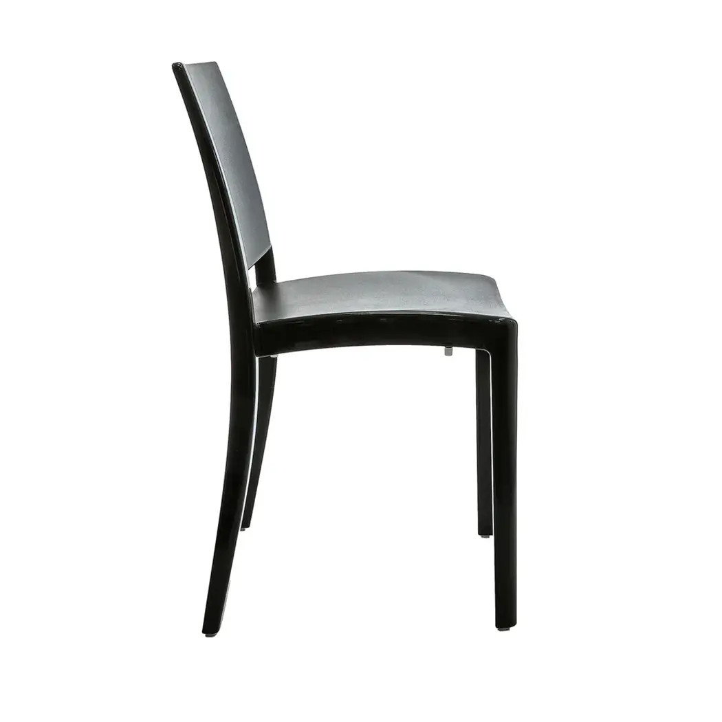 Grosfillex US356017 Metro Black Resin Indoor Stacking Side Chair - 4 Per Set